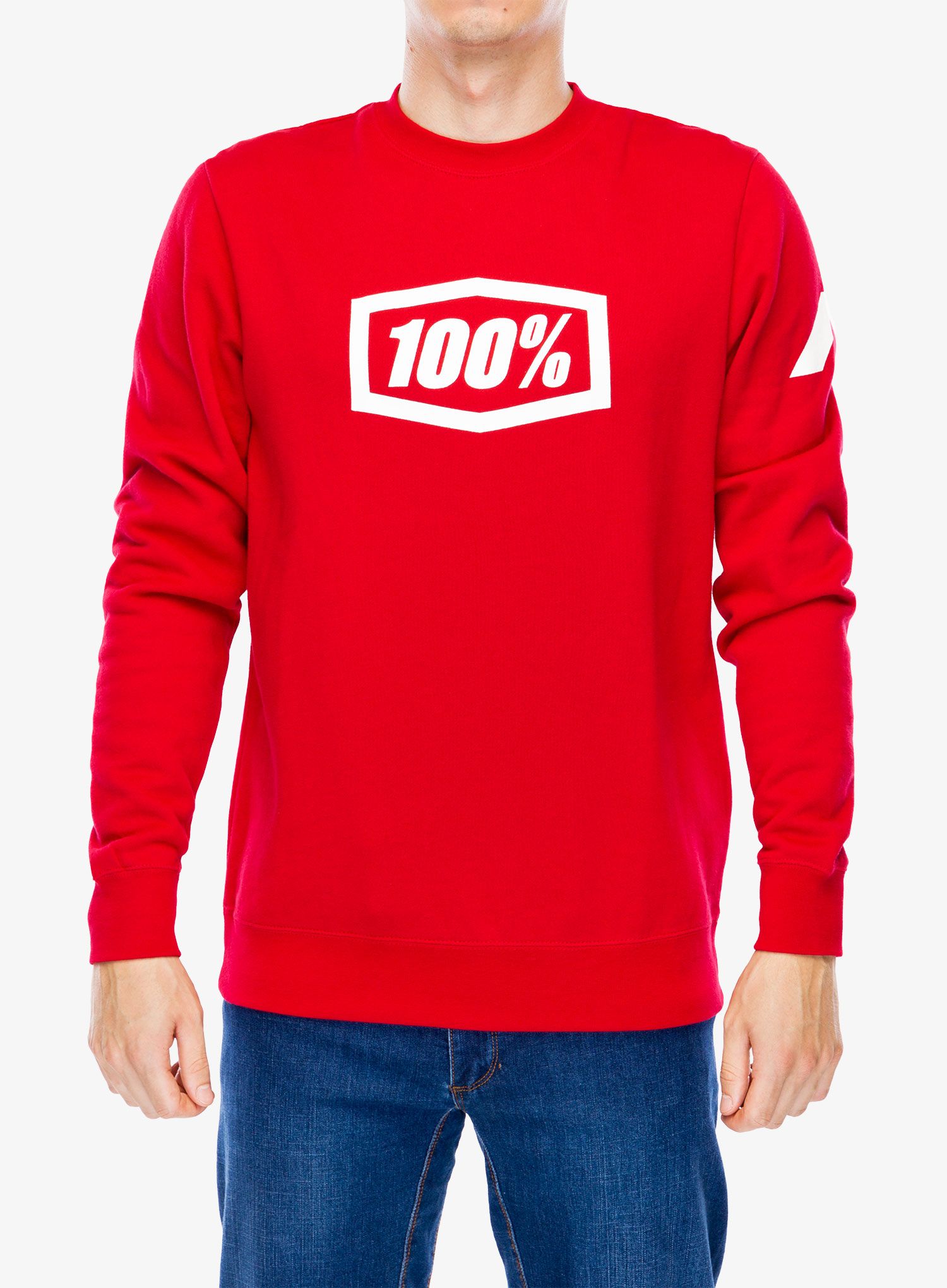 Mikina 100% Icon Pullover Crewneck Fleece Sweatshirt - deep red