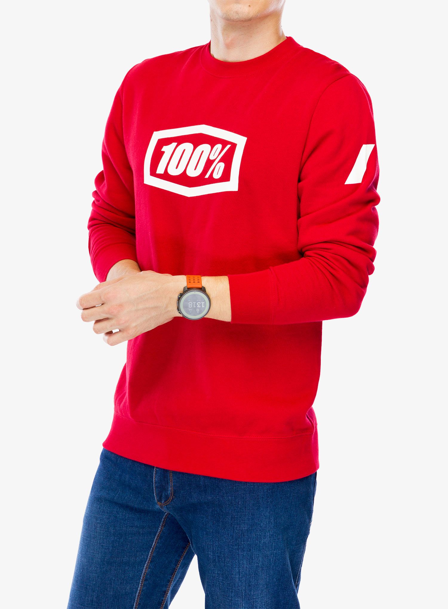 Mikina 100% Icon Pullover Crewneck Fleece Sweatshirt - deep red