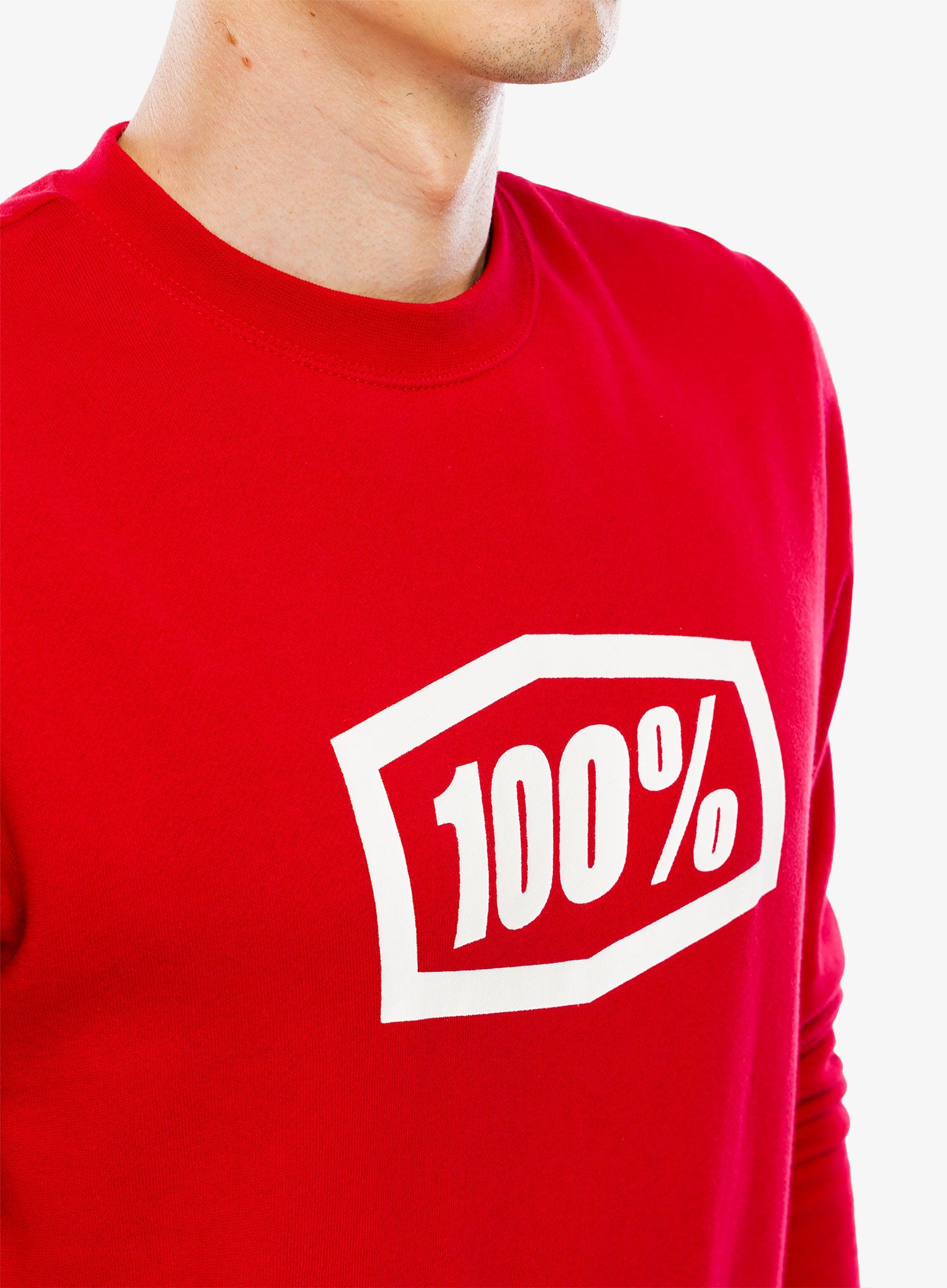 Mikina 100% Icon Pullover Crewneck Fleece Sweatshirt - deep red