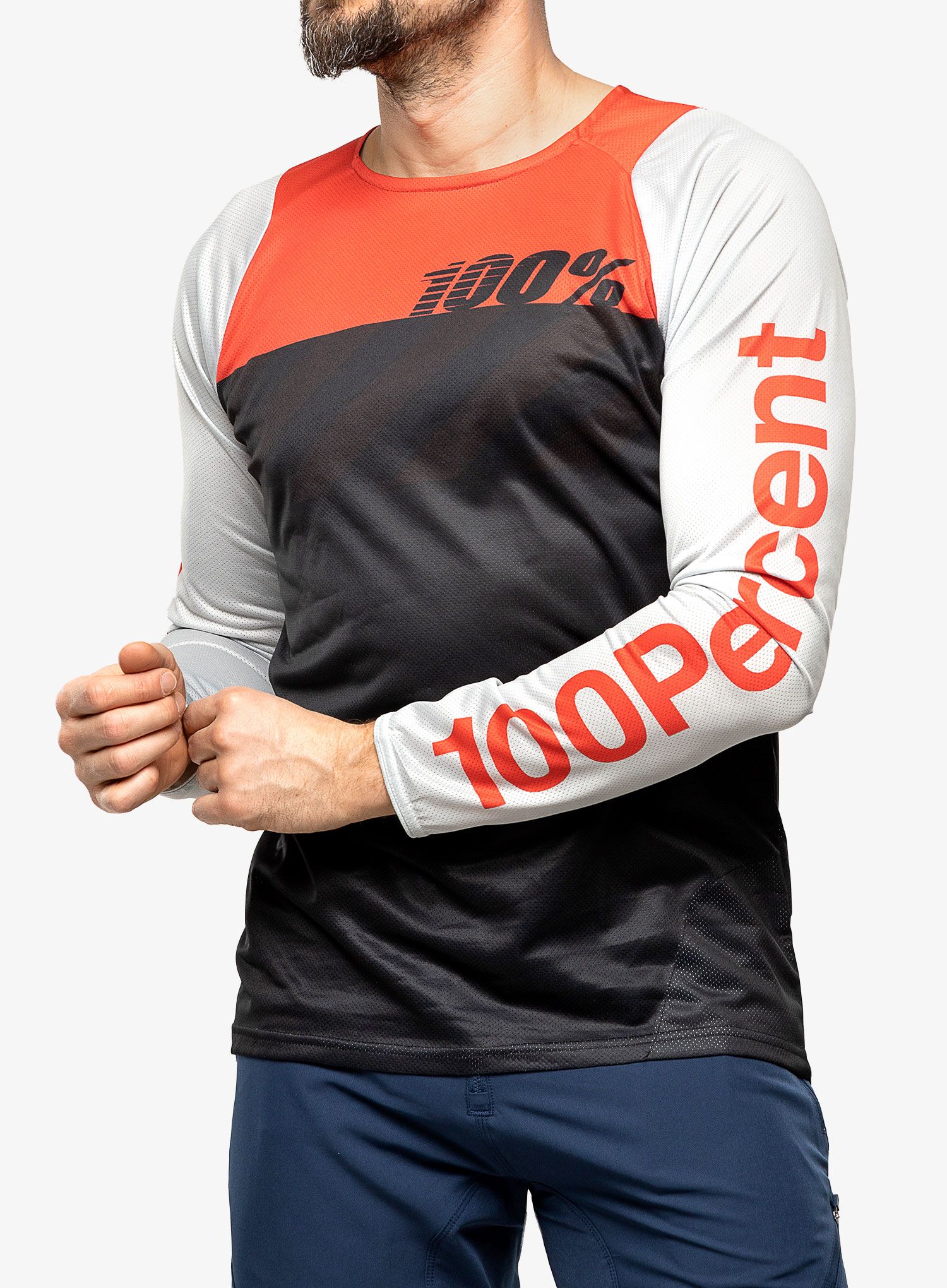 Cyklistická mikina 100% R-Core - black/racer red
