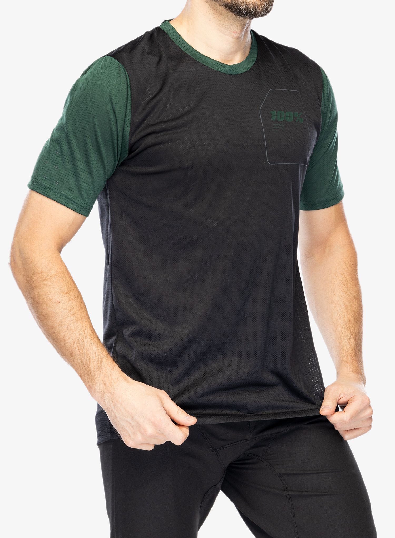 Cyklistické triko 100% Ridecamp Jersey - black/forest green