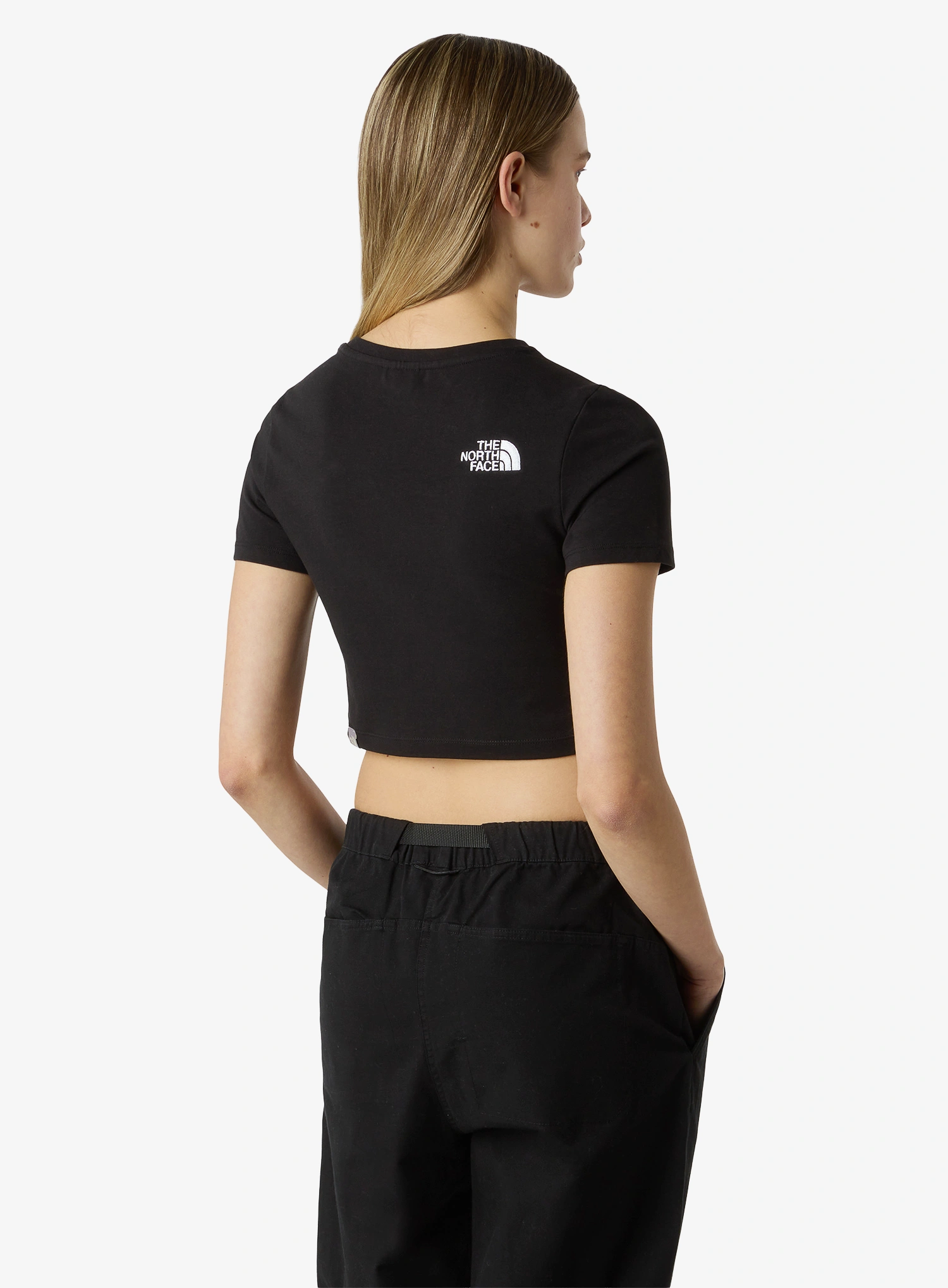 Bavlněné tričko dámské The North Face Essential Cropped Slim Short Sleeve Tee - tnf black