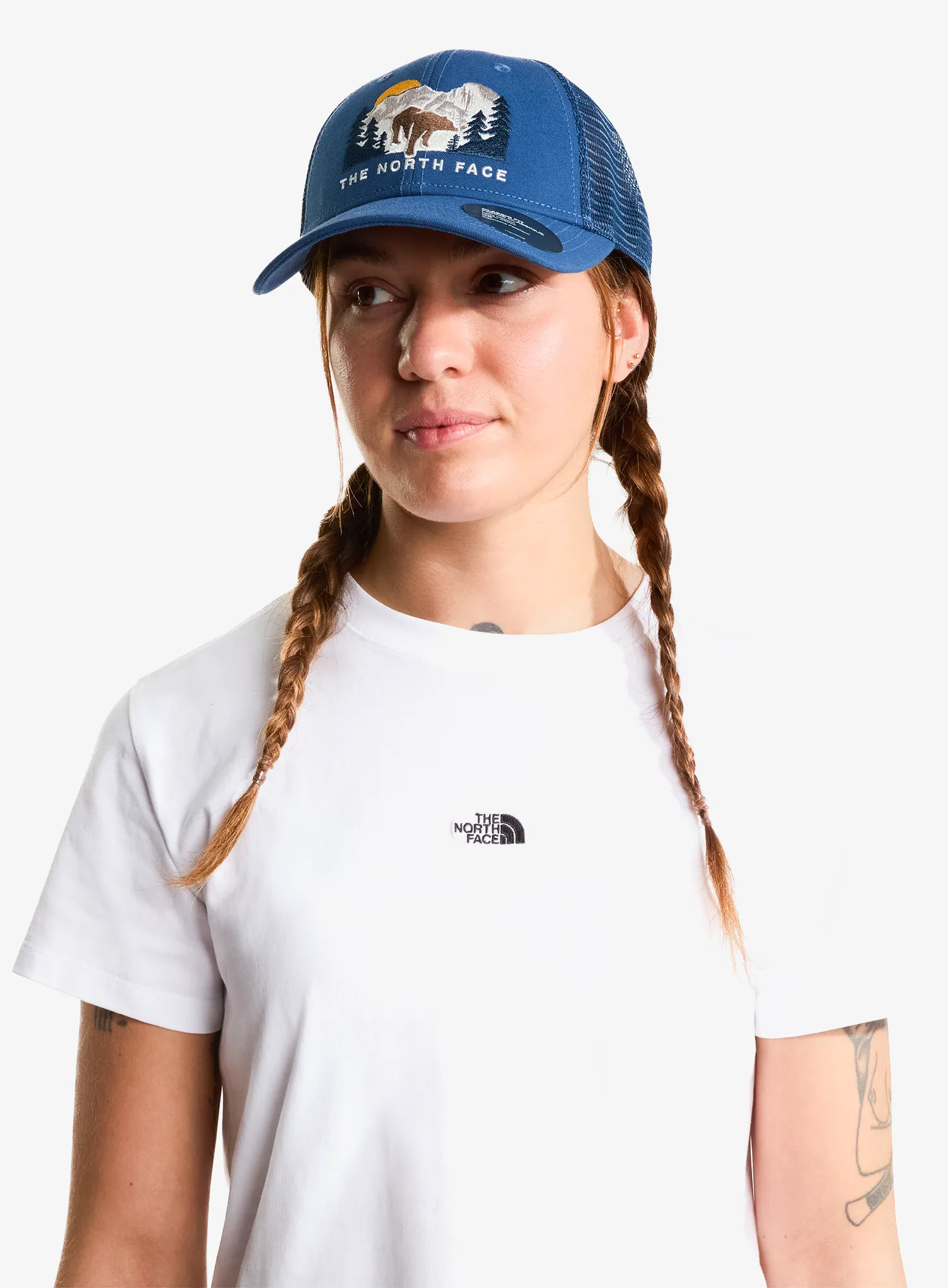 Kšiltovka The North Face Embroidered Mudder Trucker - blue/bear graphic