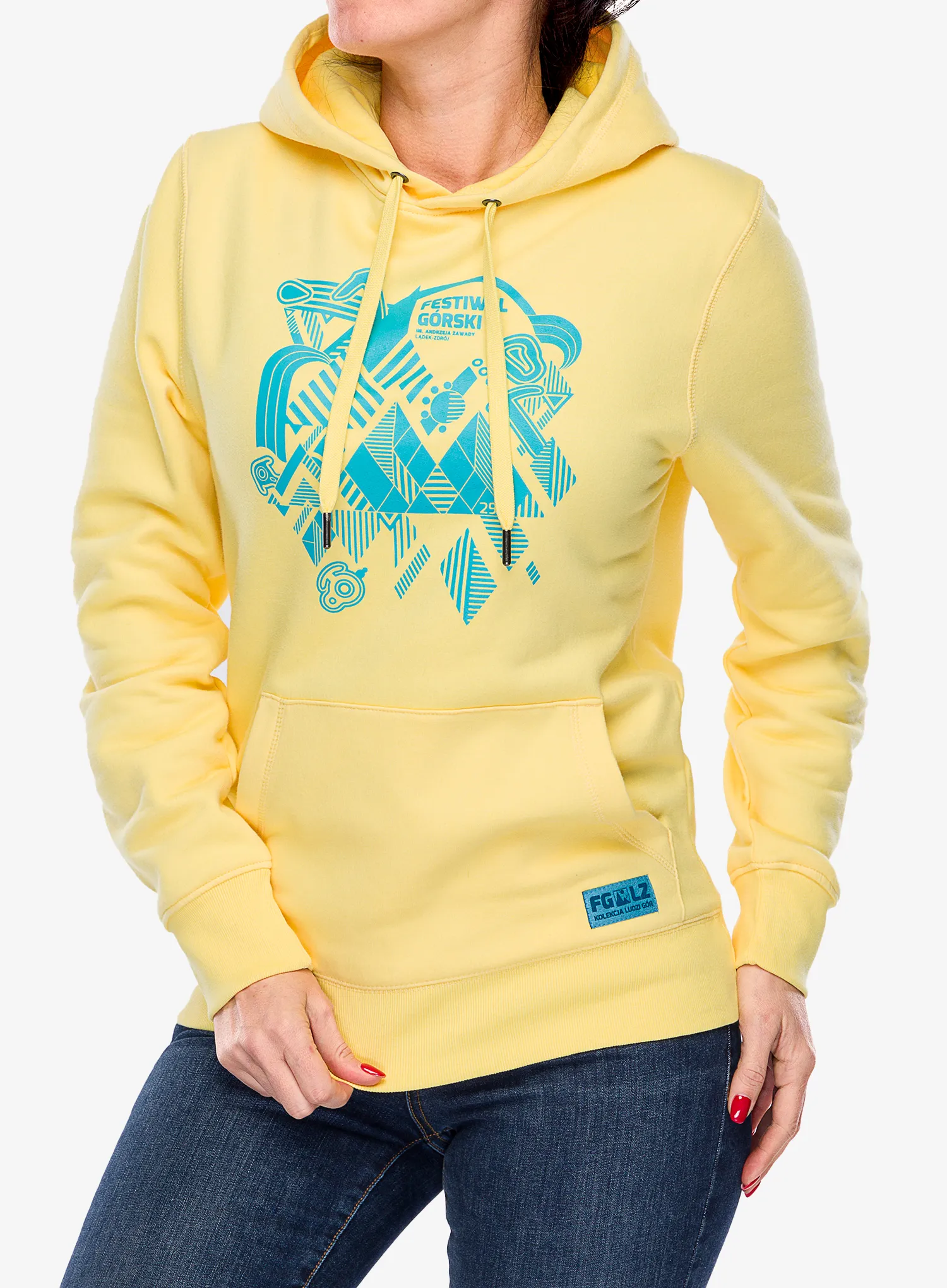 Mikina s kapucí .29 Festiwal Górski 2024 Lądek-Zdrój - yellow/turquoise