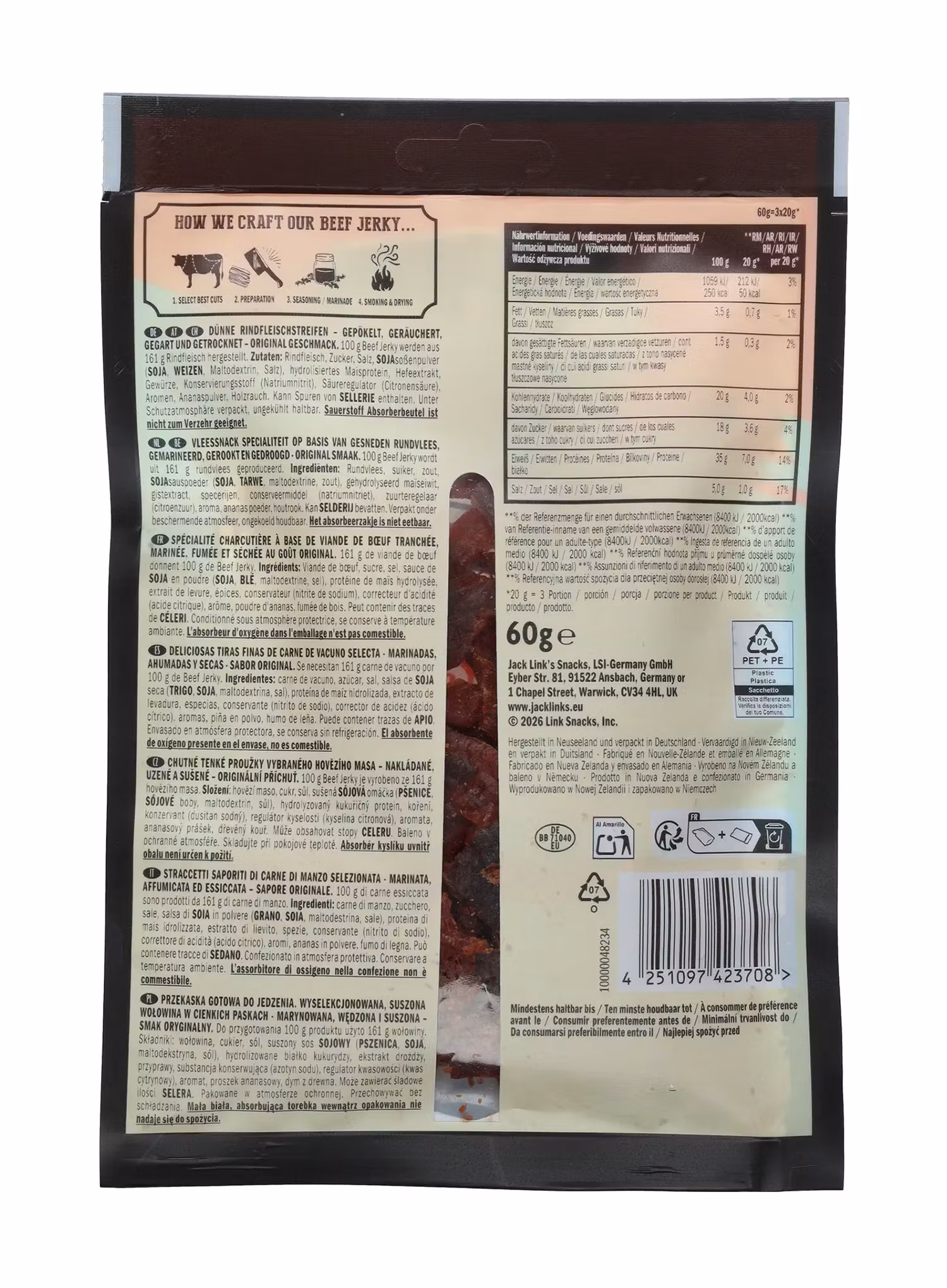 Sušené hovězí maso Jack Link's X MrBeast Beef Jerky Original 60 g