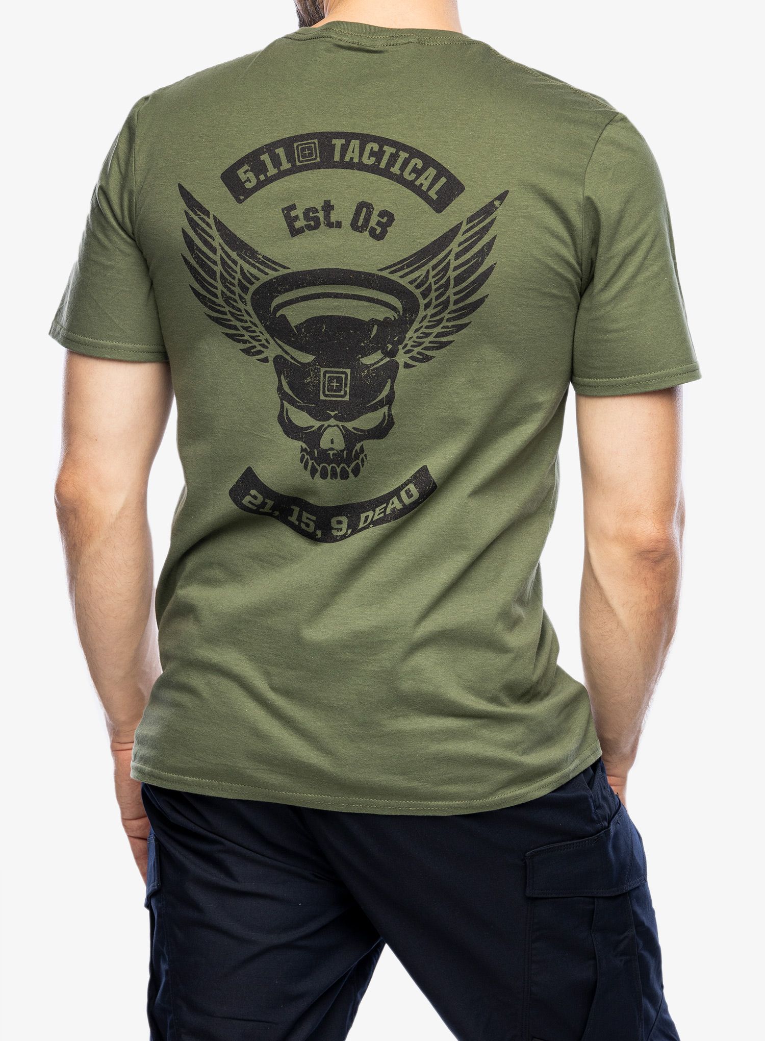 Bavlněné tričko 5.11 Emea Kettle Skull S/S Tee - military green