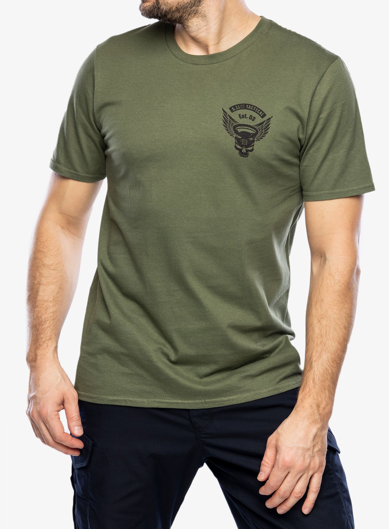 Bavlněné tričko 5.11 Emea Kettle Skull S/S Tee - military green