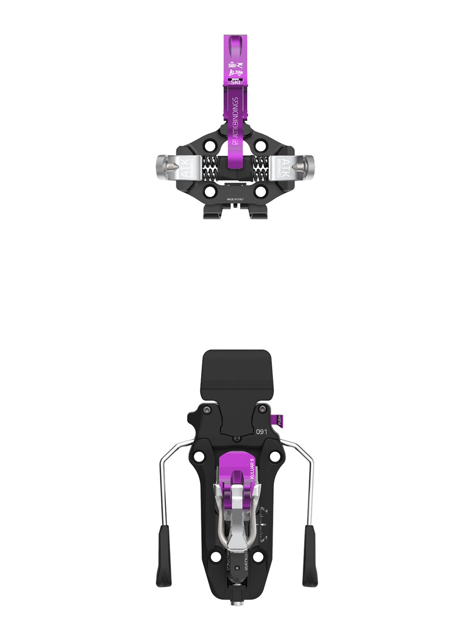 Skialpová vázání ATK Kuluar 9 Brake - black/purple