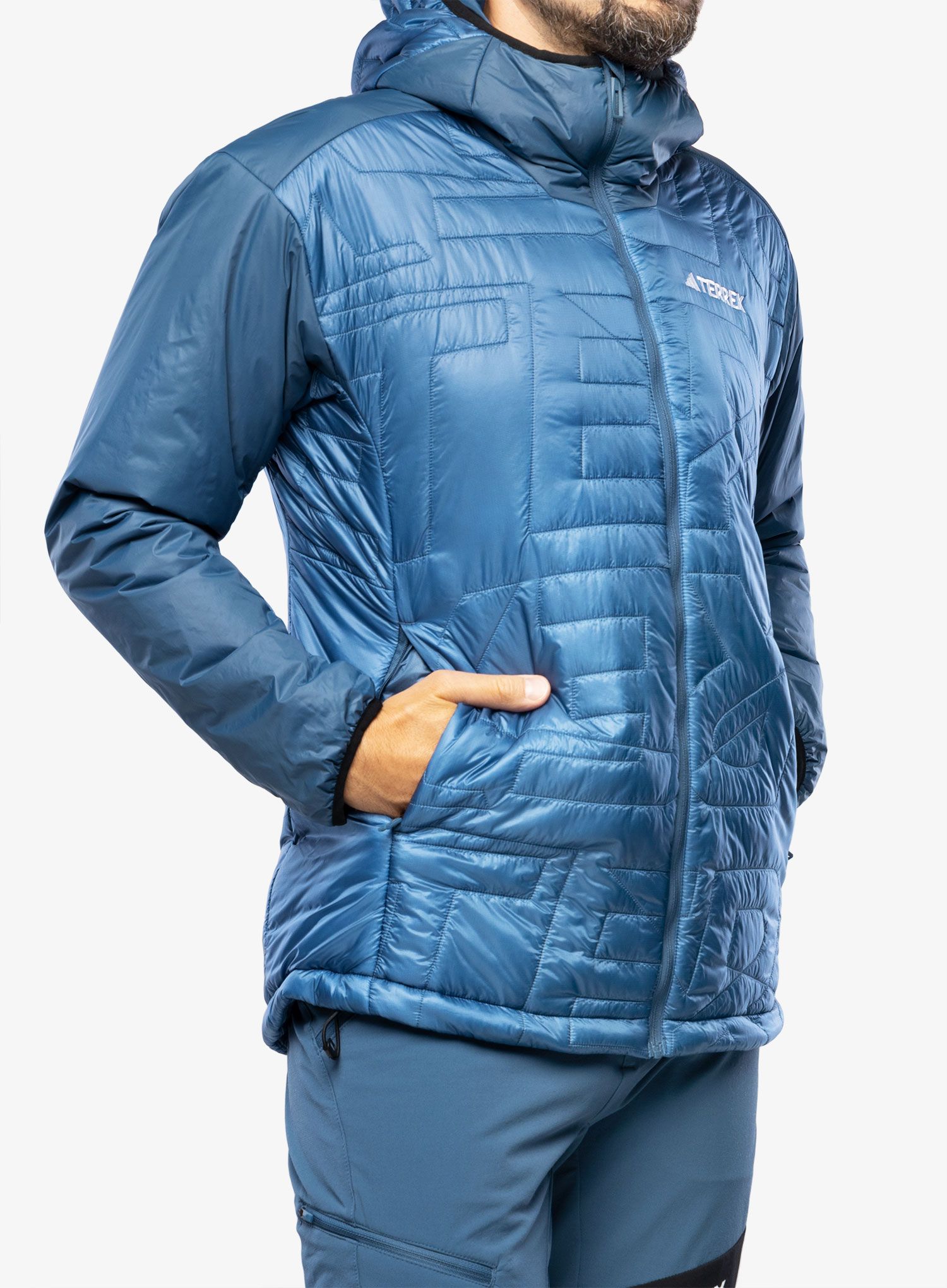 Zateplená bunda adidas TERREX Xperior Varilite PrimaLoft Hooded Jacket - wonder steel