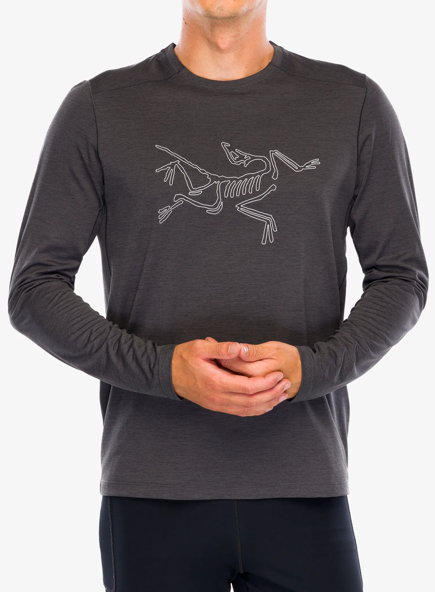 Mikina na běhání Arcteryx Cormac Logo LS - black heather/solitude