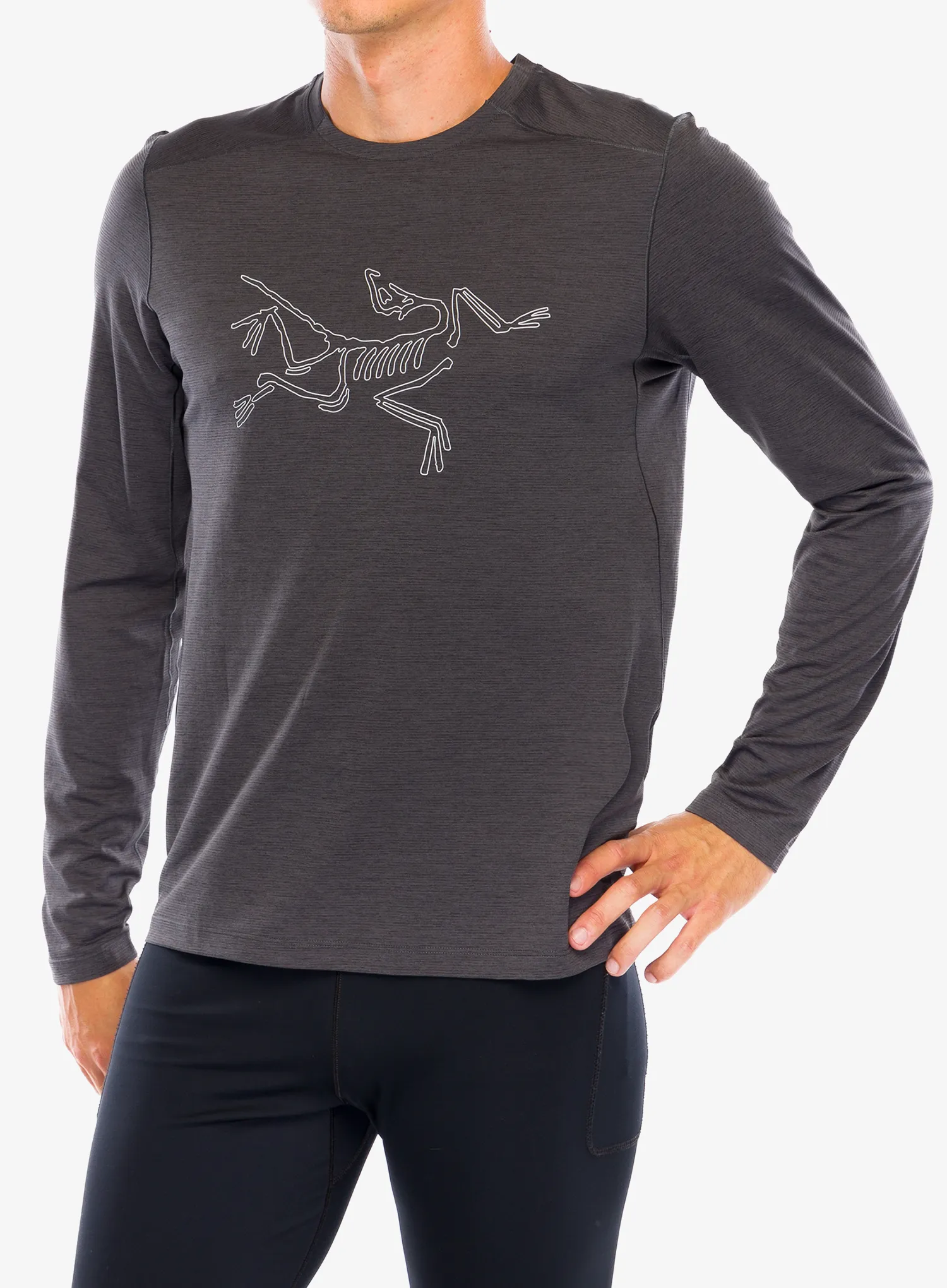 Mikina na běhání Arcteryx Cormac Logo LS - black heather/solitude
