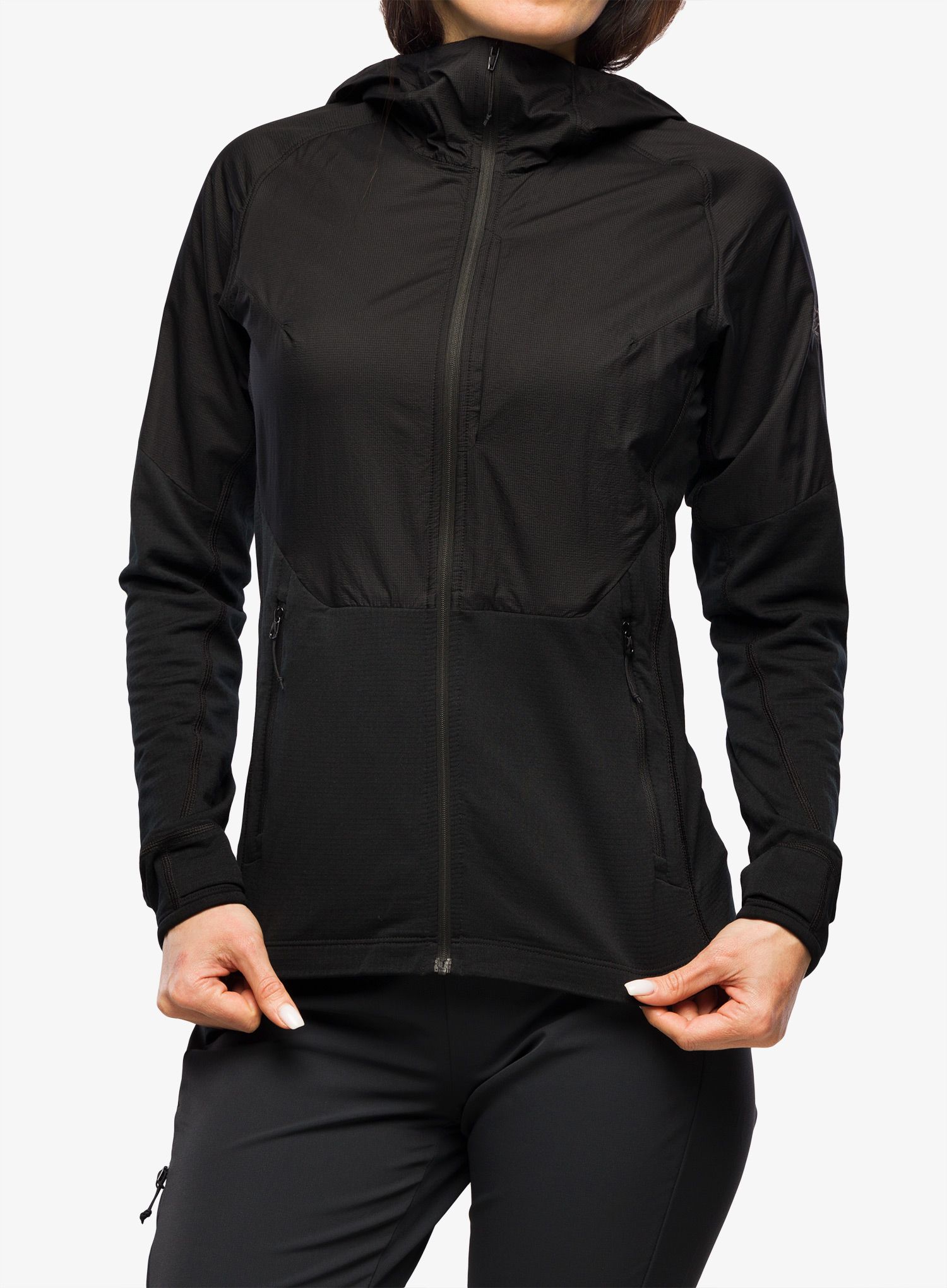 Dámská mikina s kapucí Arcteryx Delta Hybrid Hoody - black