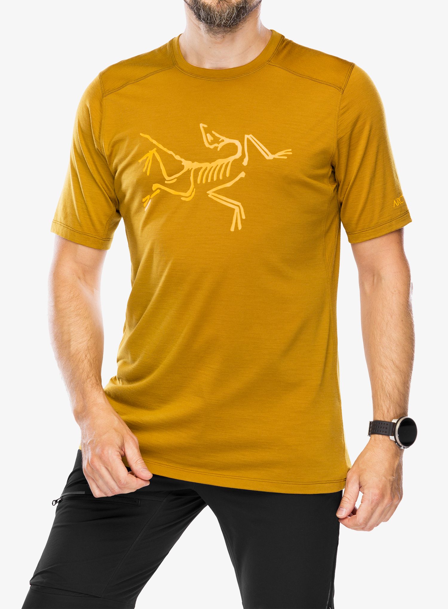 Tričko s potiskem Arcteryx Ionia Merino Wool Logo Shirt SS - yukon