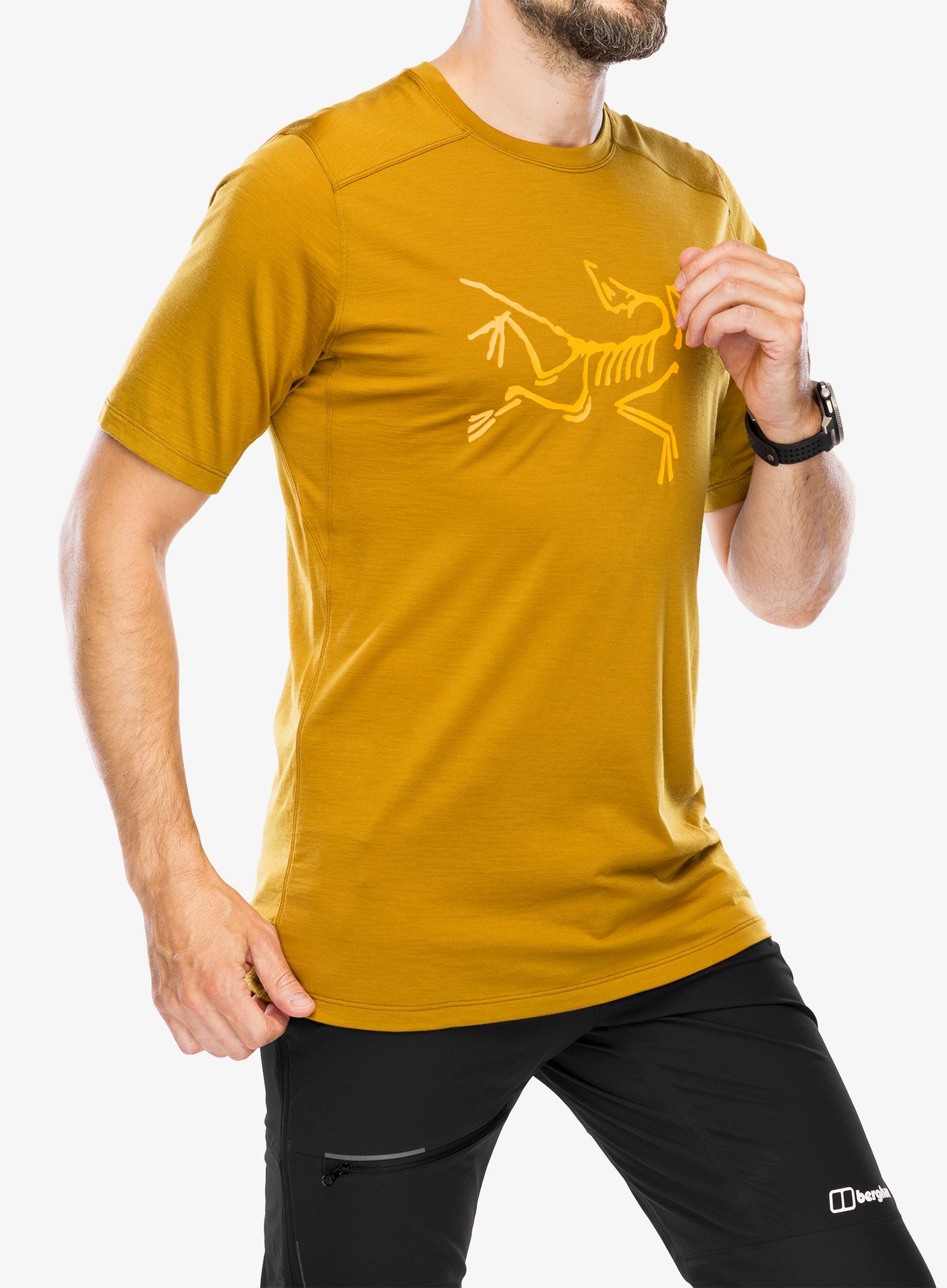 Tričko s potiskem Arcteryx Ionia Merino Wool Logo Shirt SS - yukon