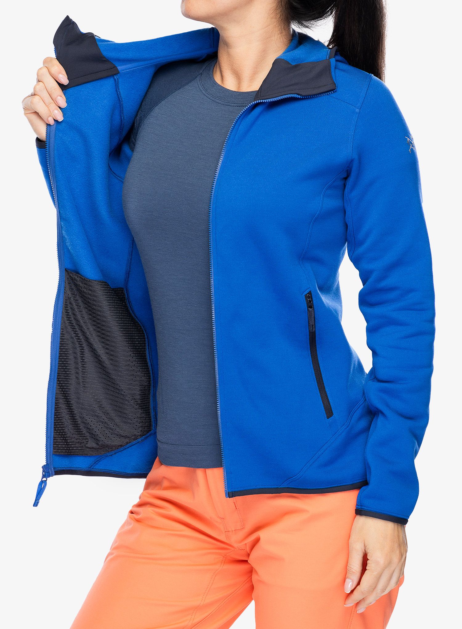 Fleece mikina dámská Arcteryx Kyanite Hoody - vitality/black sapphire