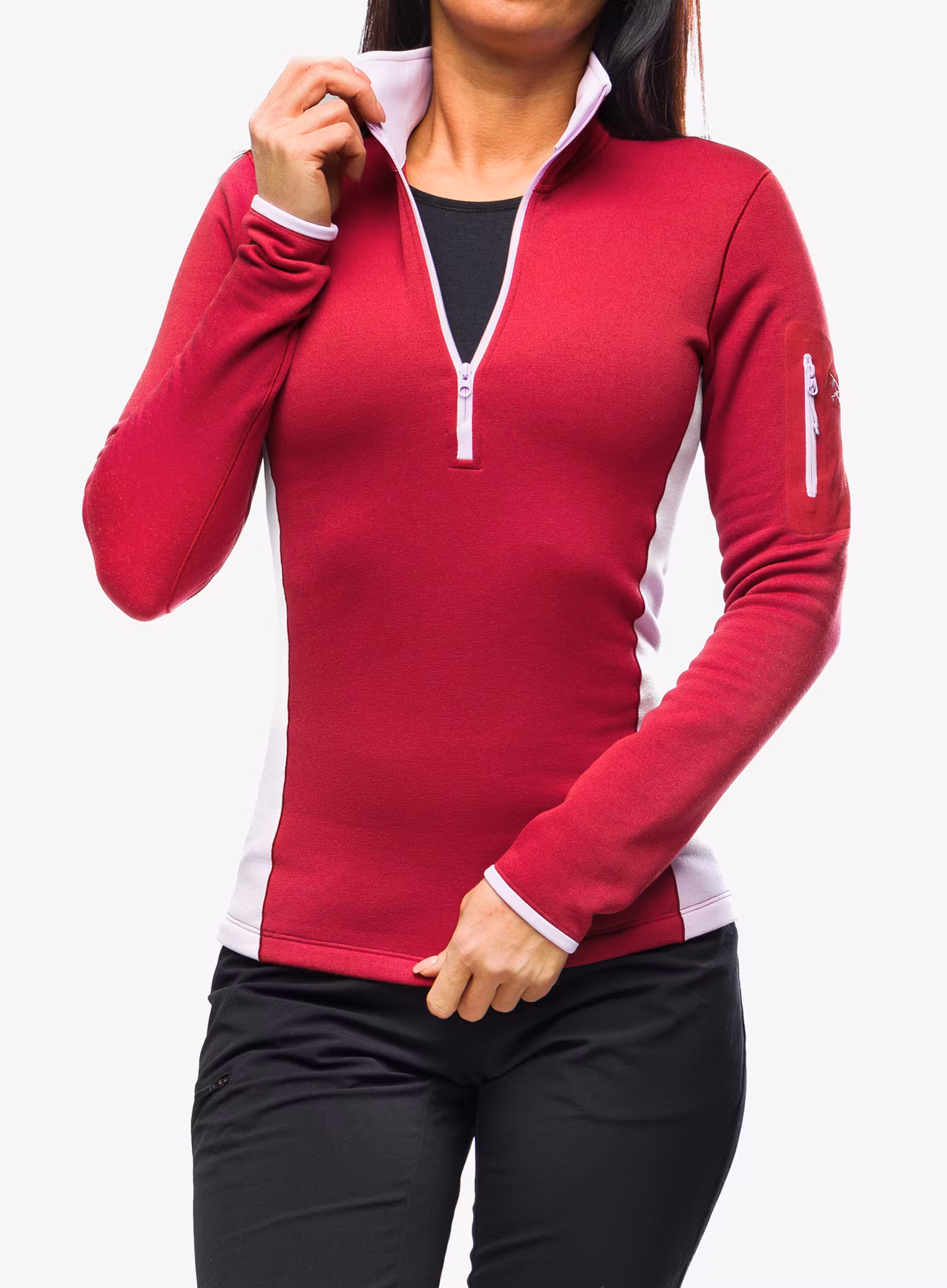 Dámská funkční mikina Arcteryx Rho Heavyweight Zip Neck - bordeaux/storm glow