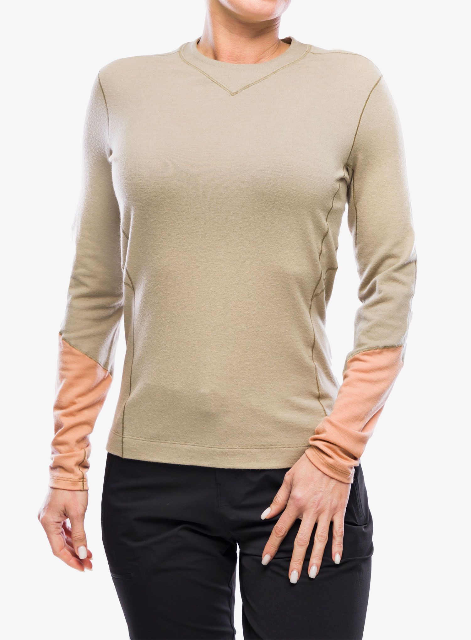 Dámská funkční mikina Arcteryx Rho Merino Wool LS Crew - smoke bluff/hazelnut