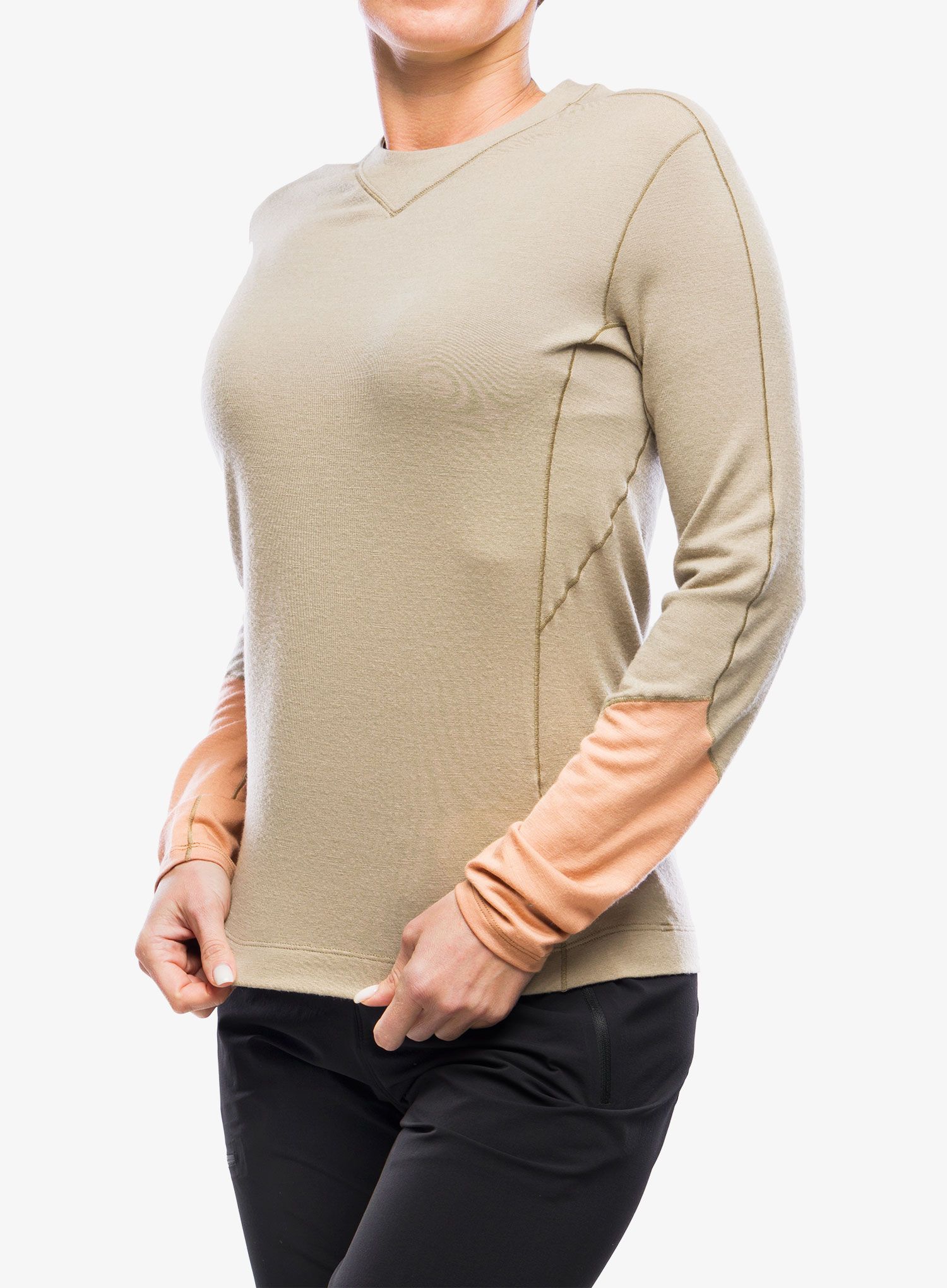 Dámská funkční mikina Arcteryx Rho Merino Wool LS Crew - smoke bluff/hazelnut