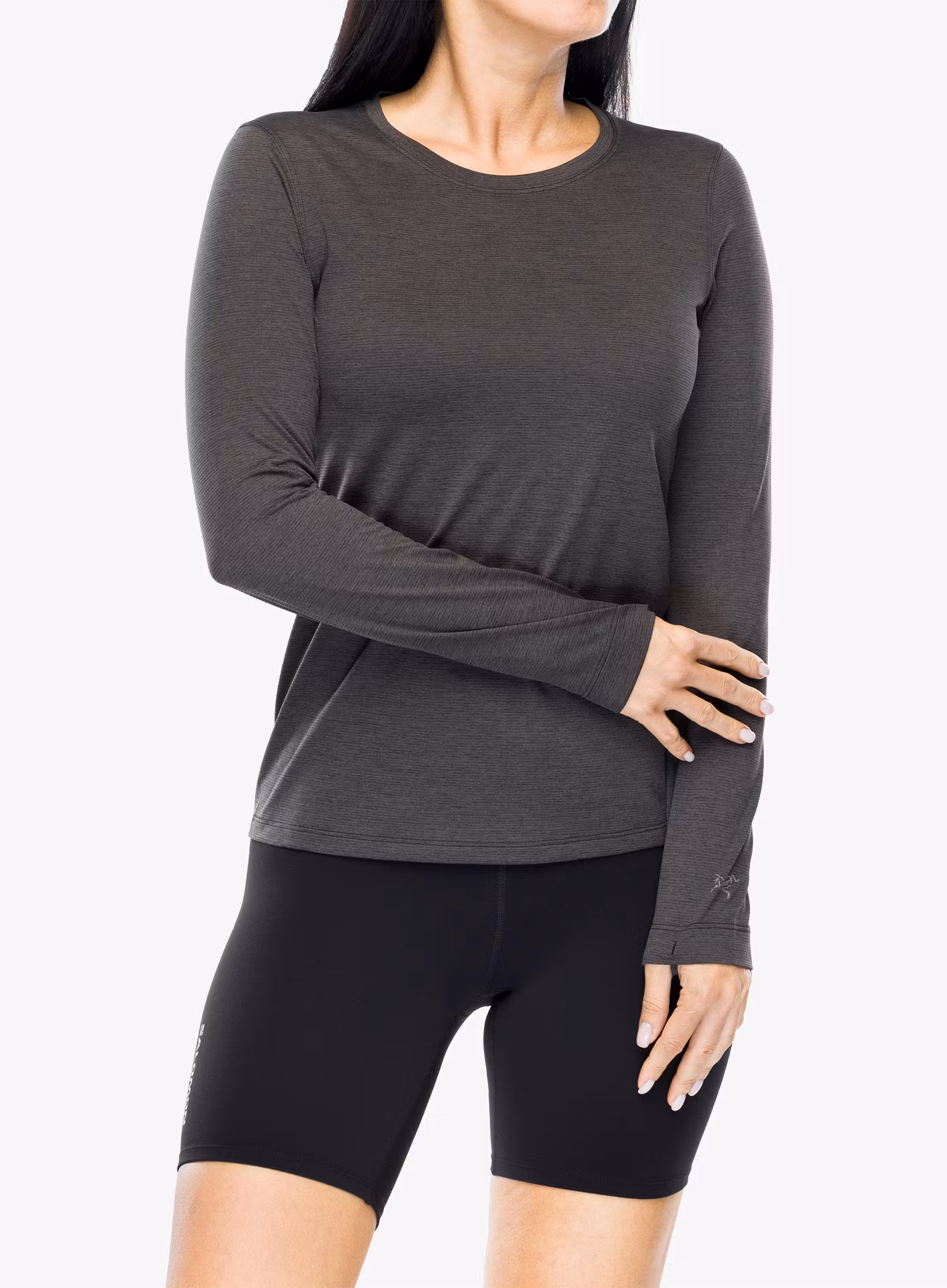 Mikina na běhání dámská Arcteryx Taema Crew Neck Shirt LS - black heather