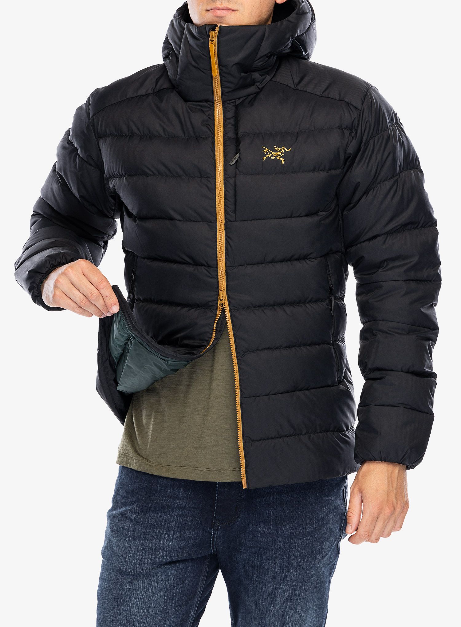 Péřová bunda Arcteryx Thorium Hoody - dark magic