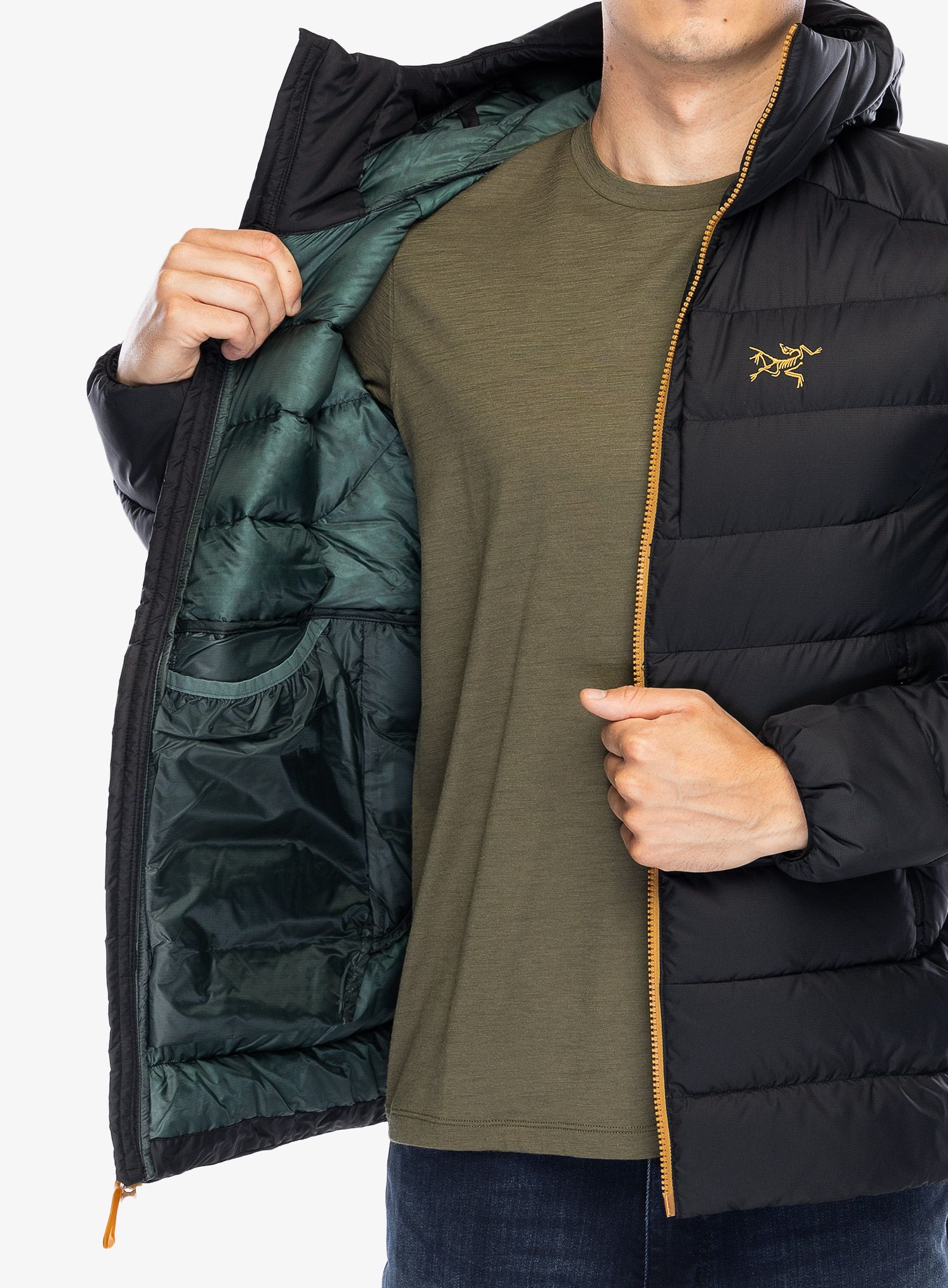 Péřová bunda Arcteryx Thorium Hoody - dark magic