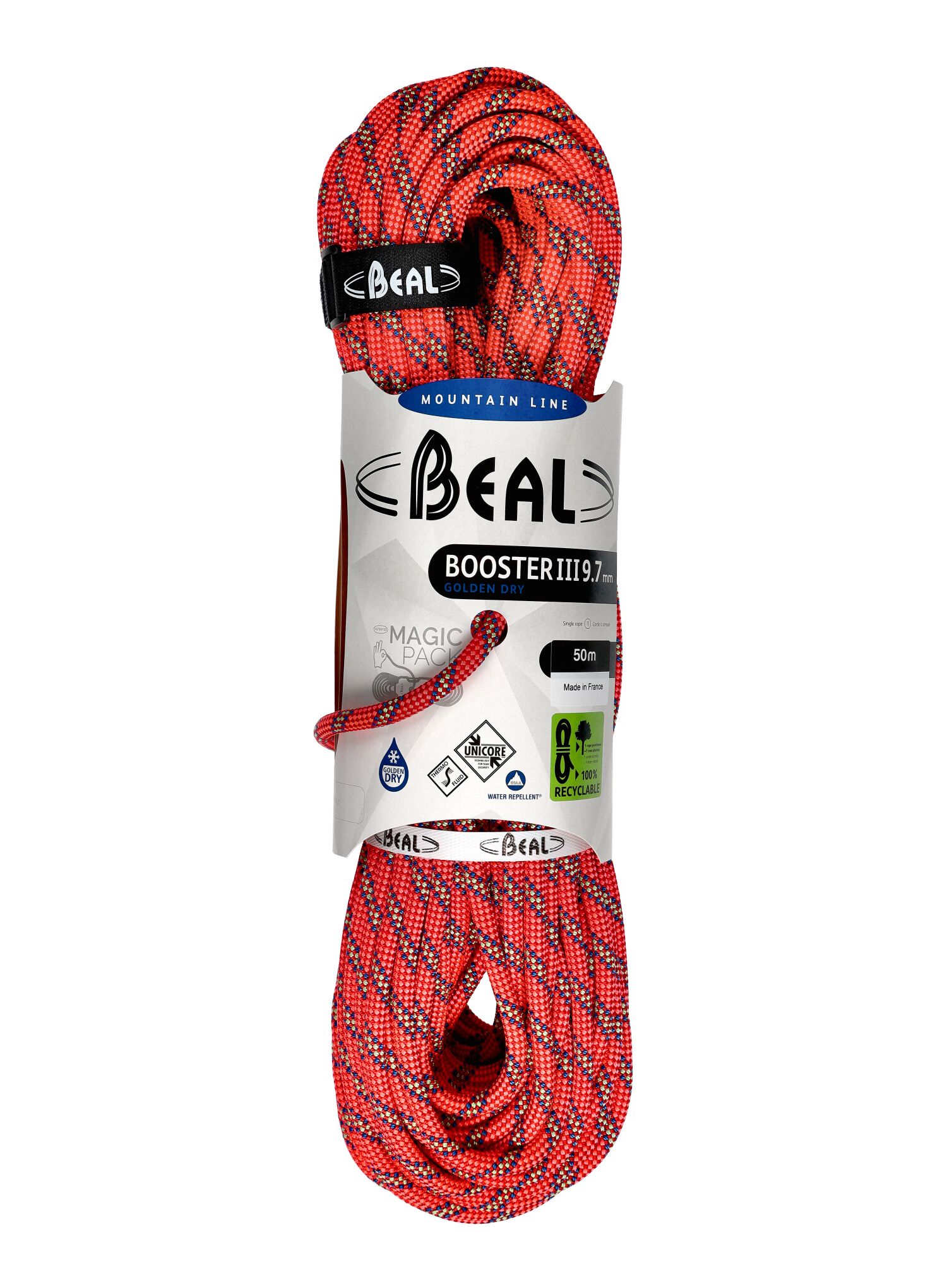 Lezecké lano Beal Booster III 9,7 mm 50 m Unicore Golden Dry - orange