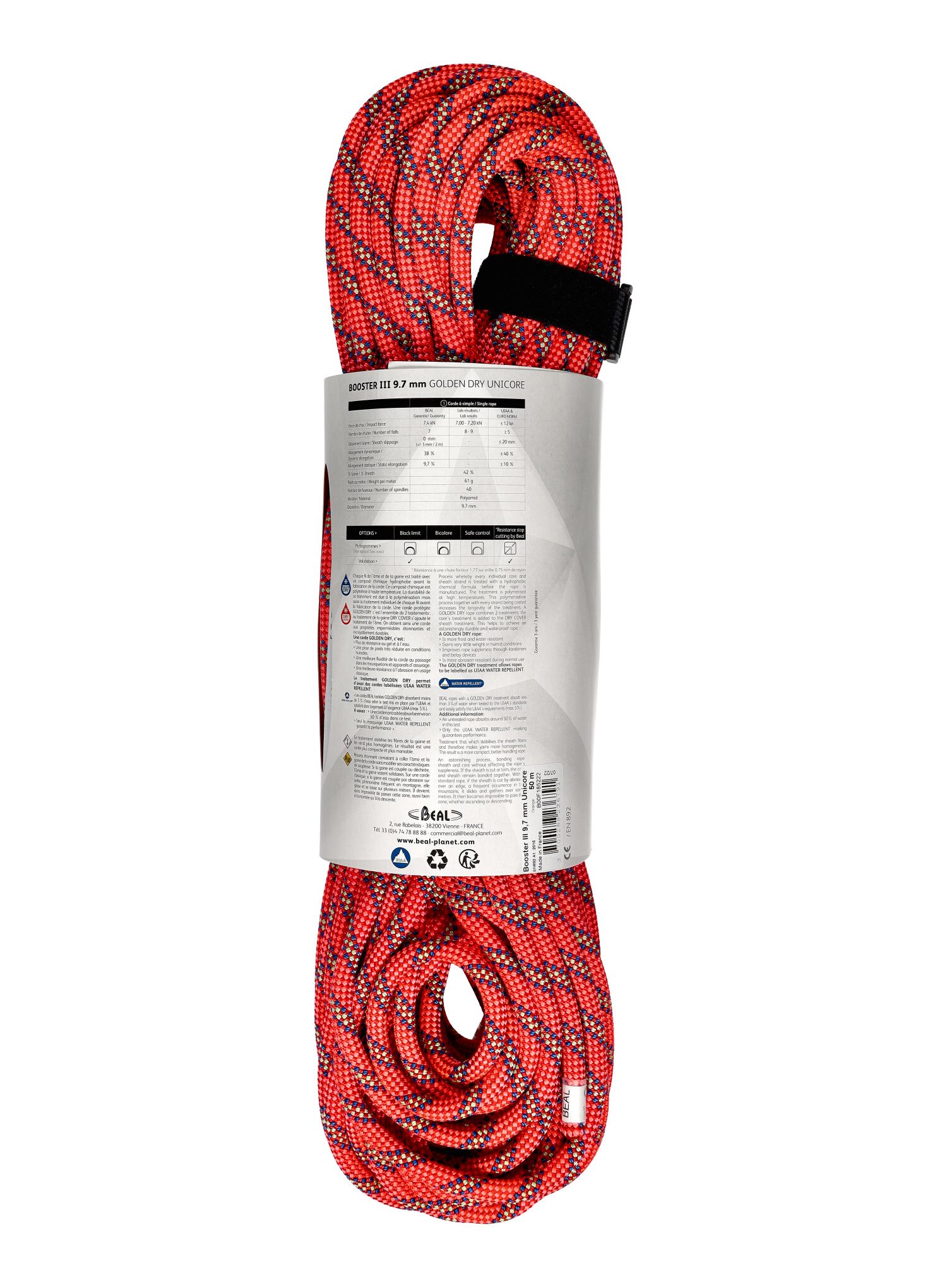 Lezecké lano Beal Booster III 9,7 mm 50 m Unicore Golden Dry - orange