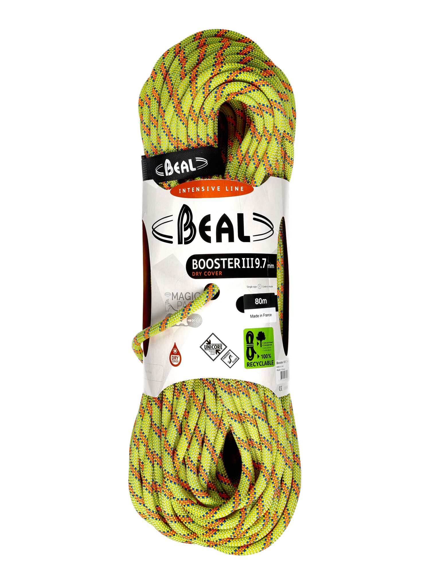 Dynamické lano Beal Booster III 9,7 mm 80 m Unicore Dry Cover - anis