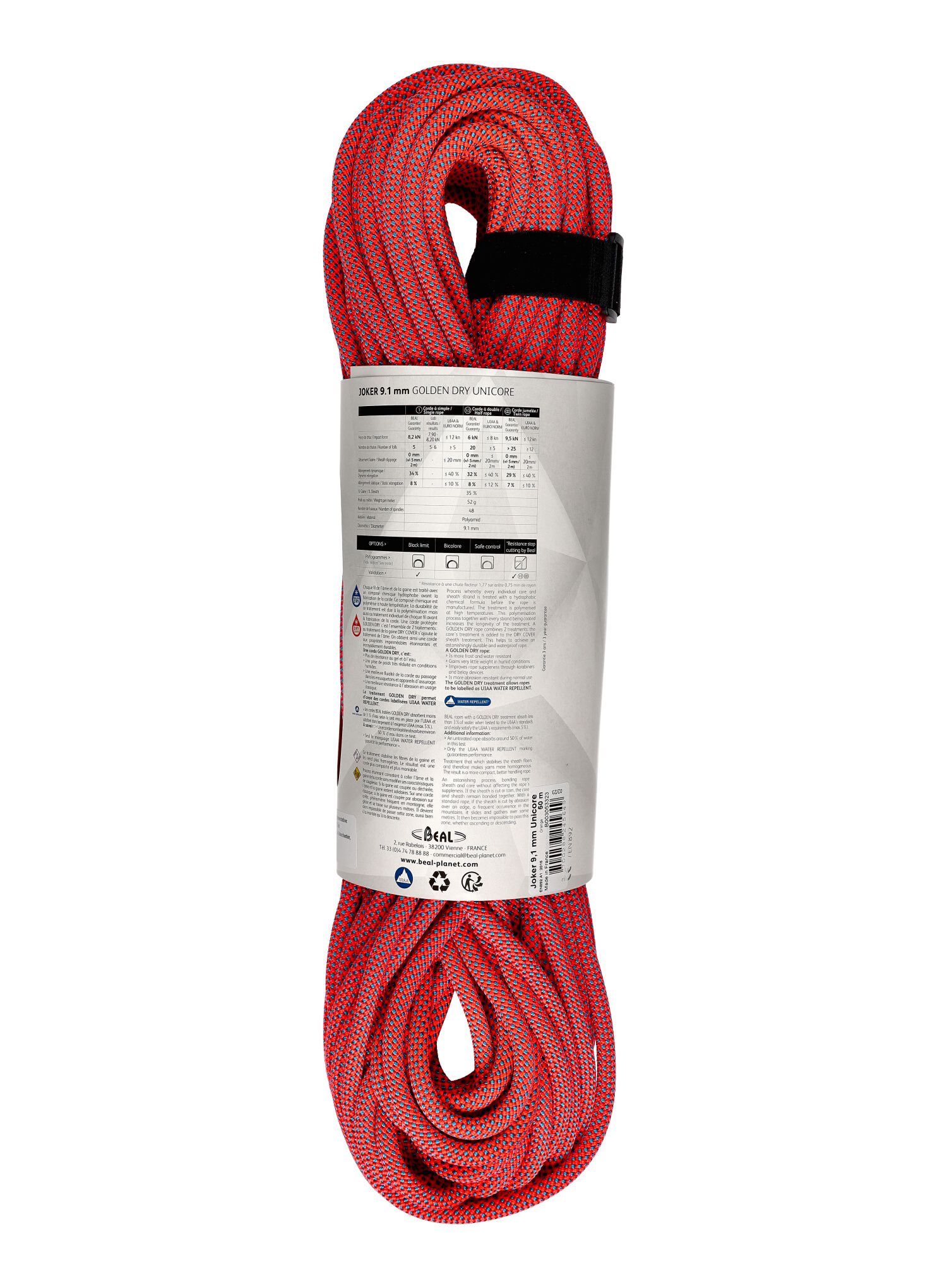 Lezecké lano Beal Joker 9,1 mm 50 m Golden Dry Unicore - orange