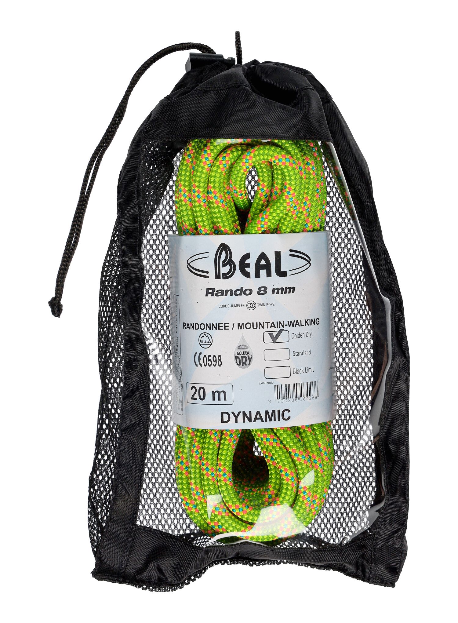 Lezecké lano Beal Rando 8 mm 20 m Golden Dry - yellow