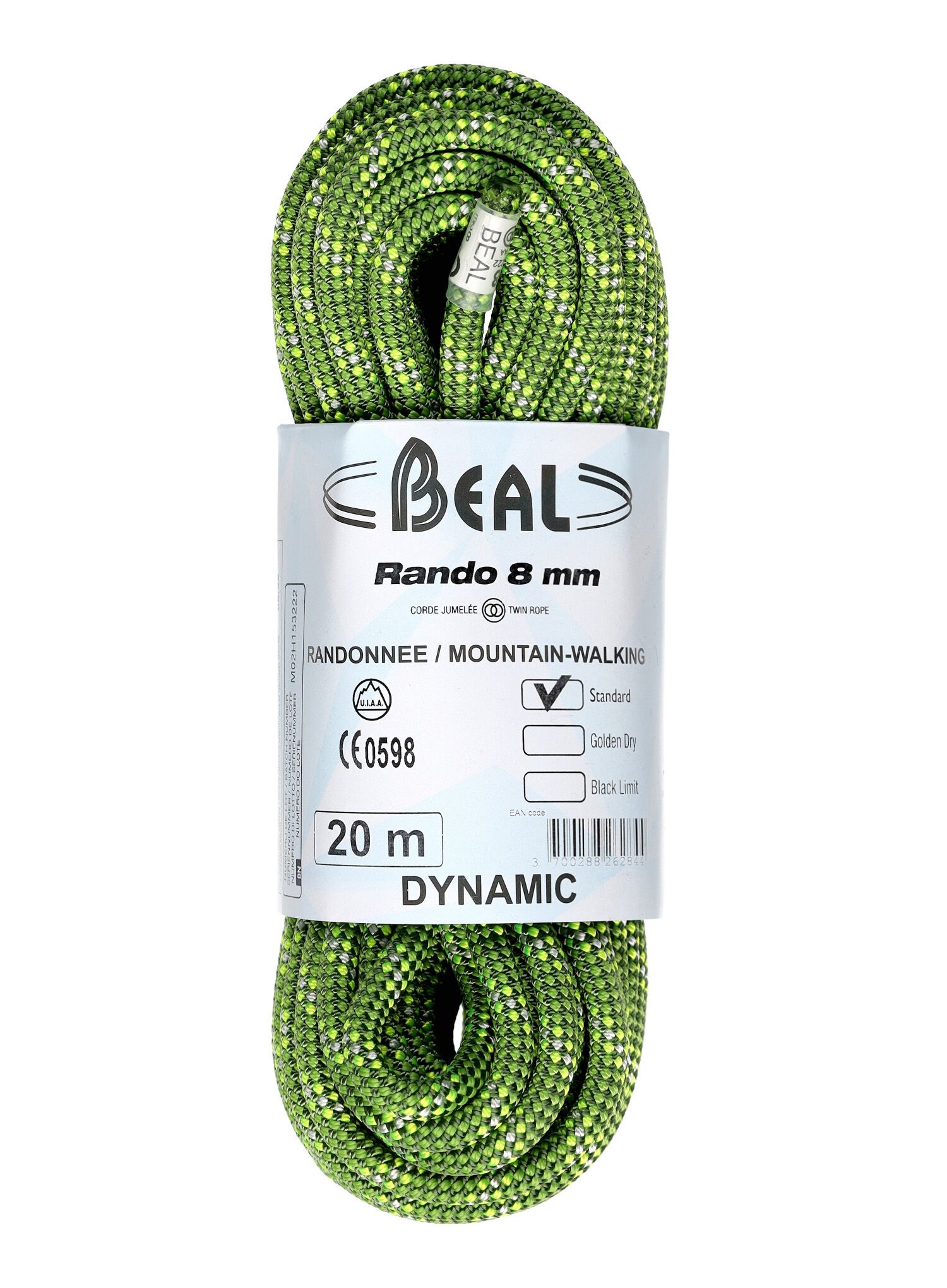 Dynamické lano Beal Rando 8 mm 20 m - green