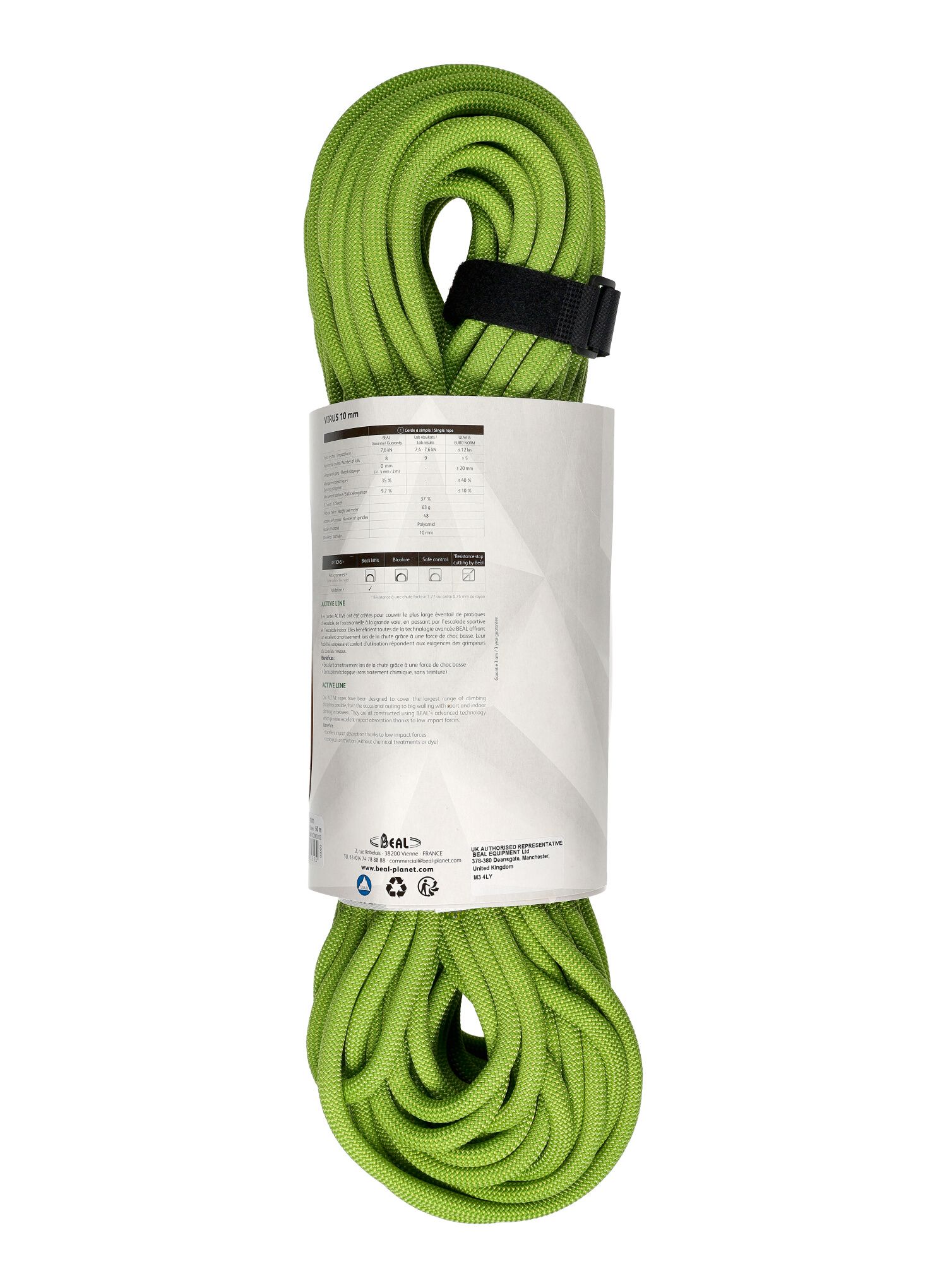 Lezecké lano Beal Virus 10 mm 50 m - solid green