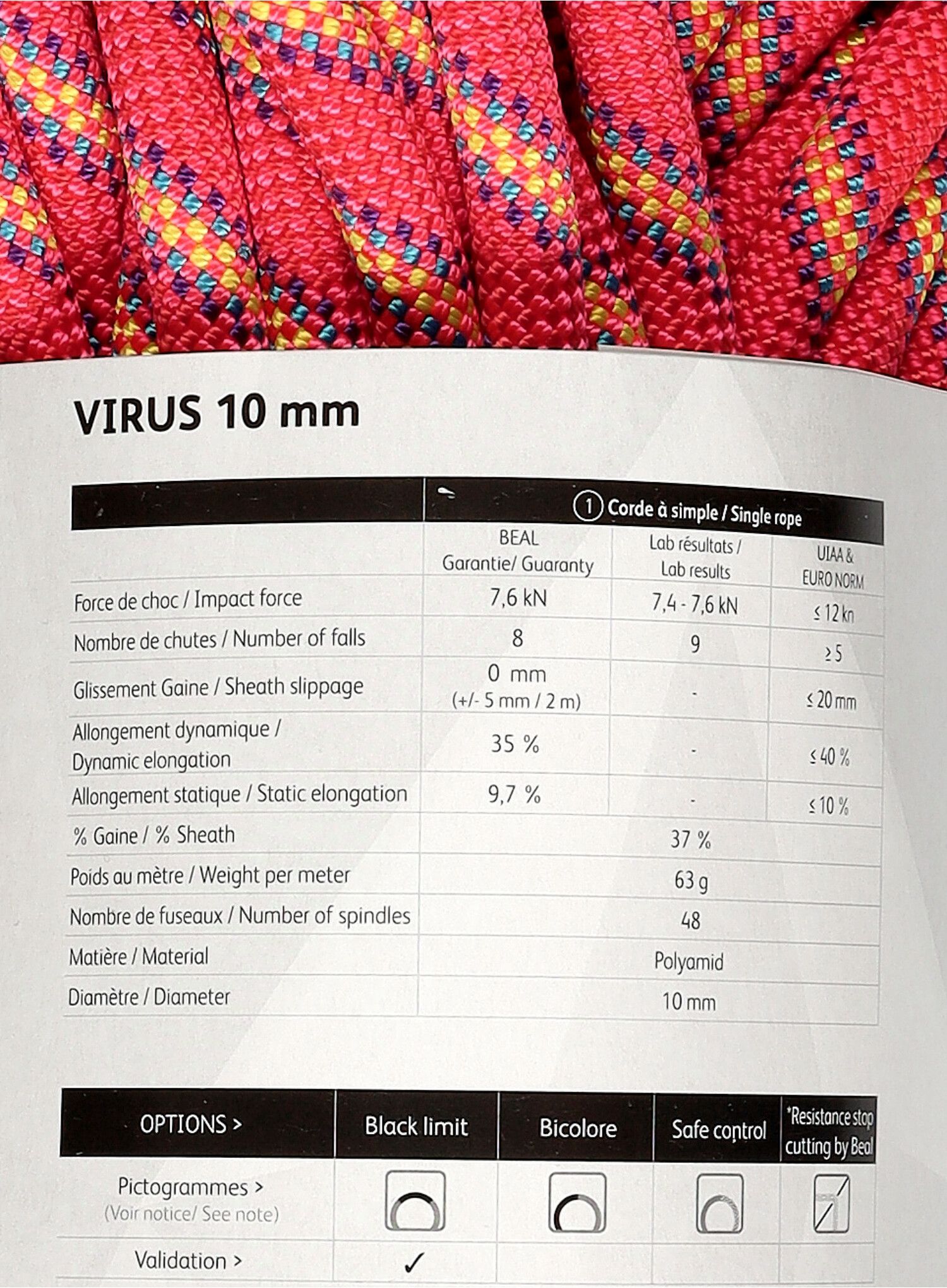 Lezecké lano Beal Virus 10 mm 80 m - pink