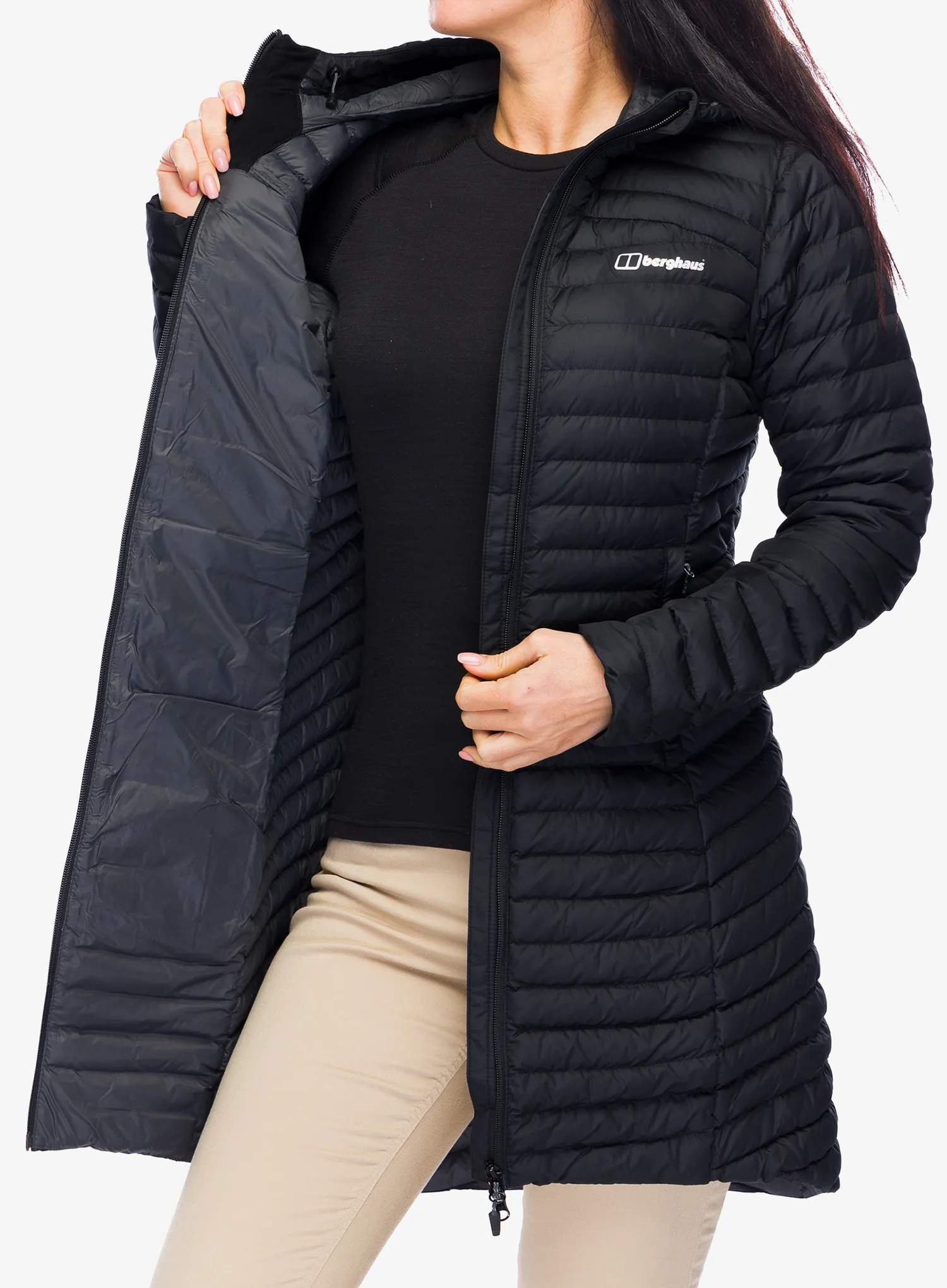 Dámský kabát Berghaus Nula Micro Long Jacket - black/black