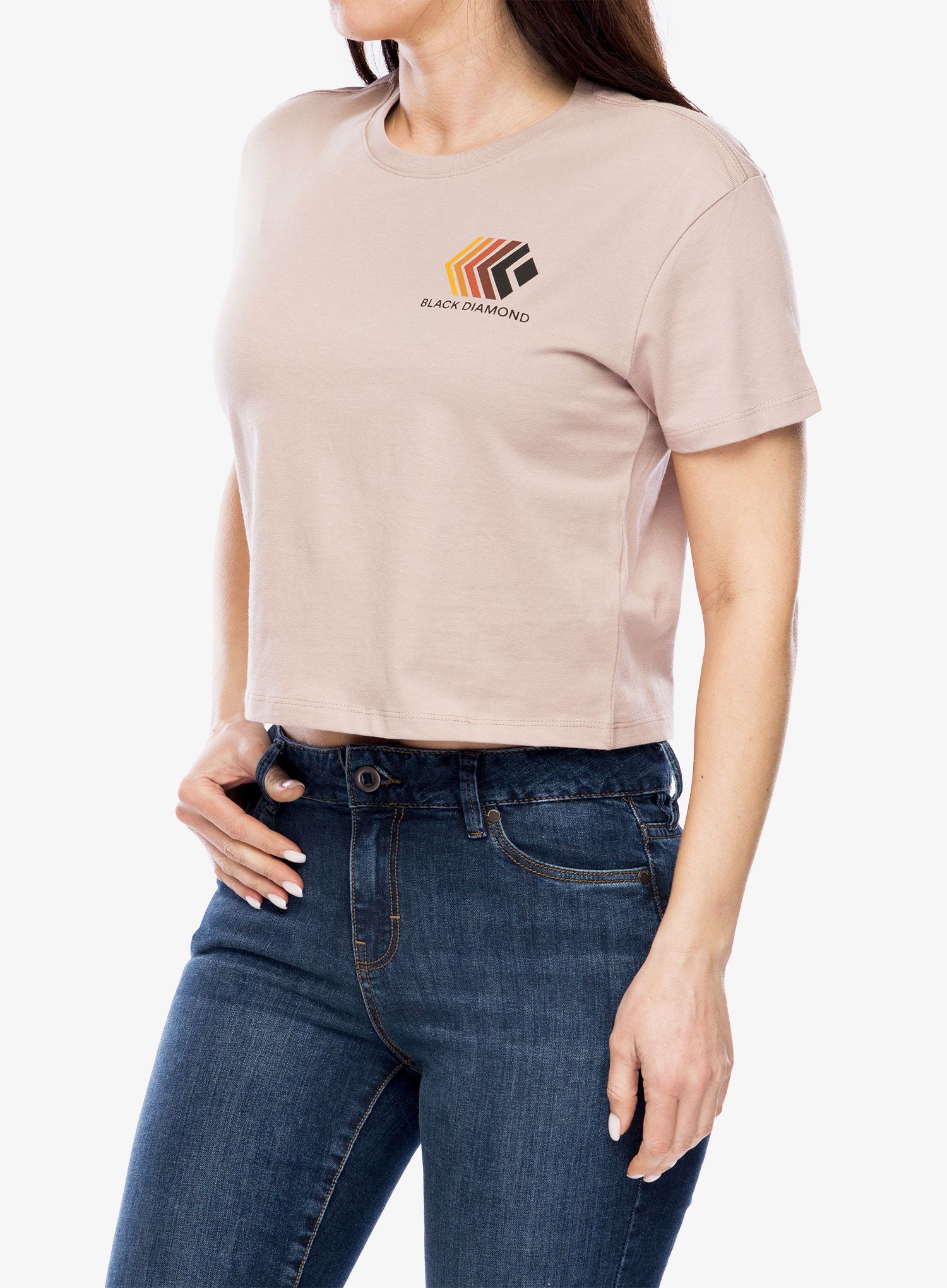 Dámské tričko s potiskem Black Diamond Faded Crop SS Tee - pale mauve
