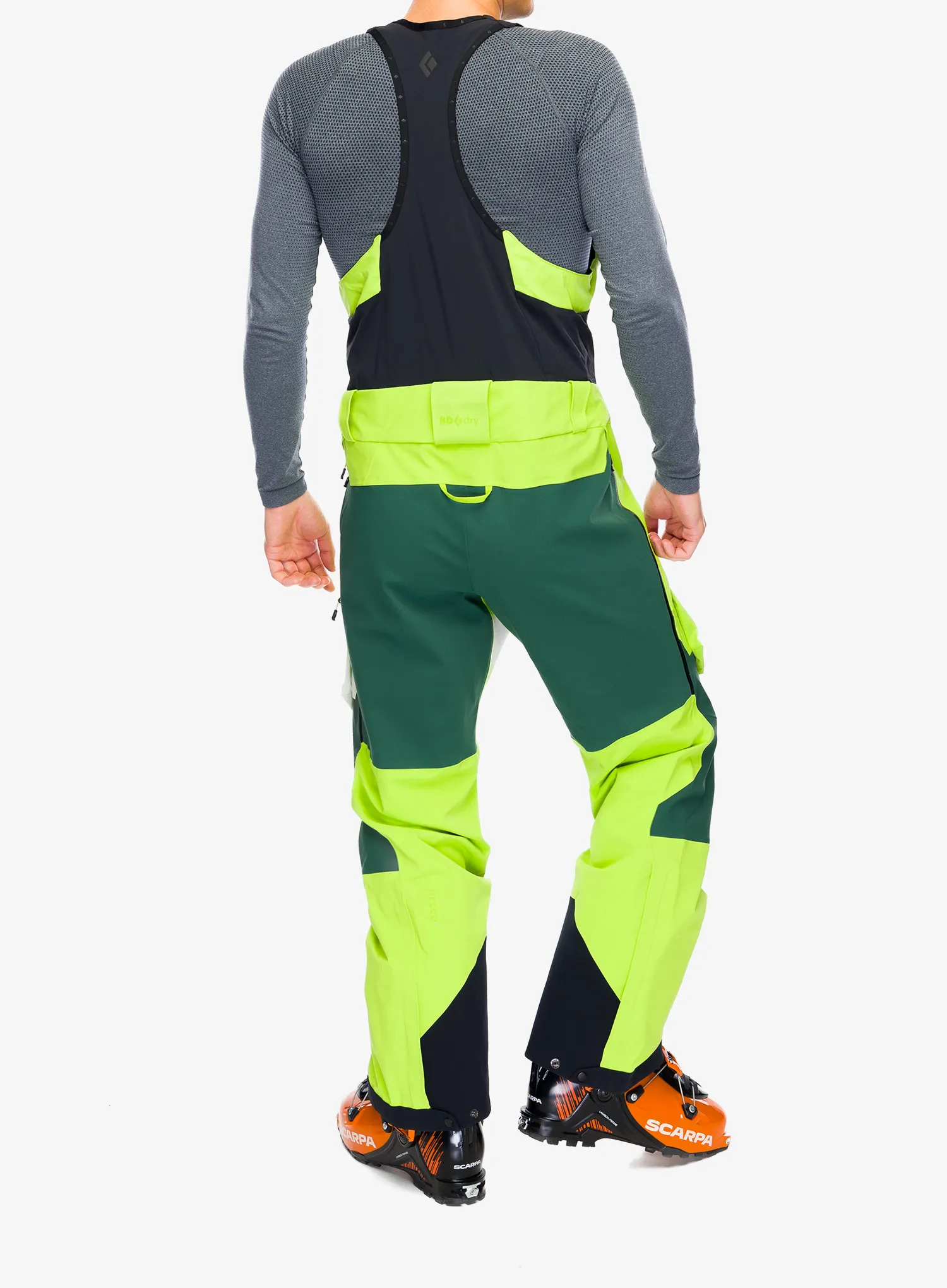 Membránové kalhoty Black Diamond Recon Stretch Pro Bibs - lime green/mountain forest