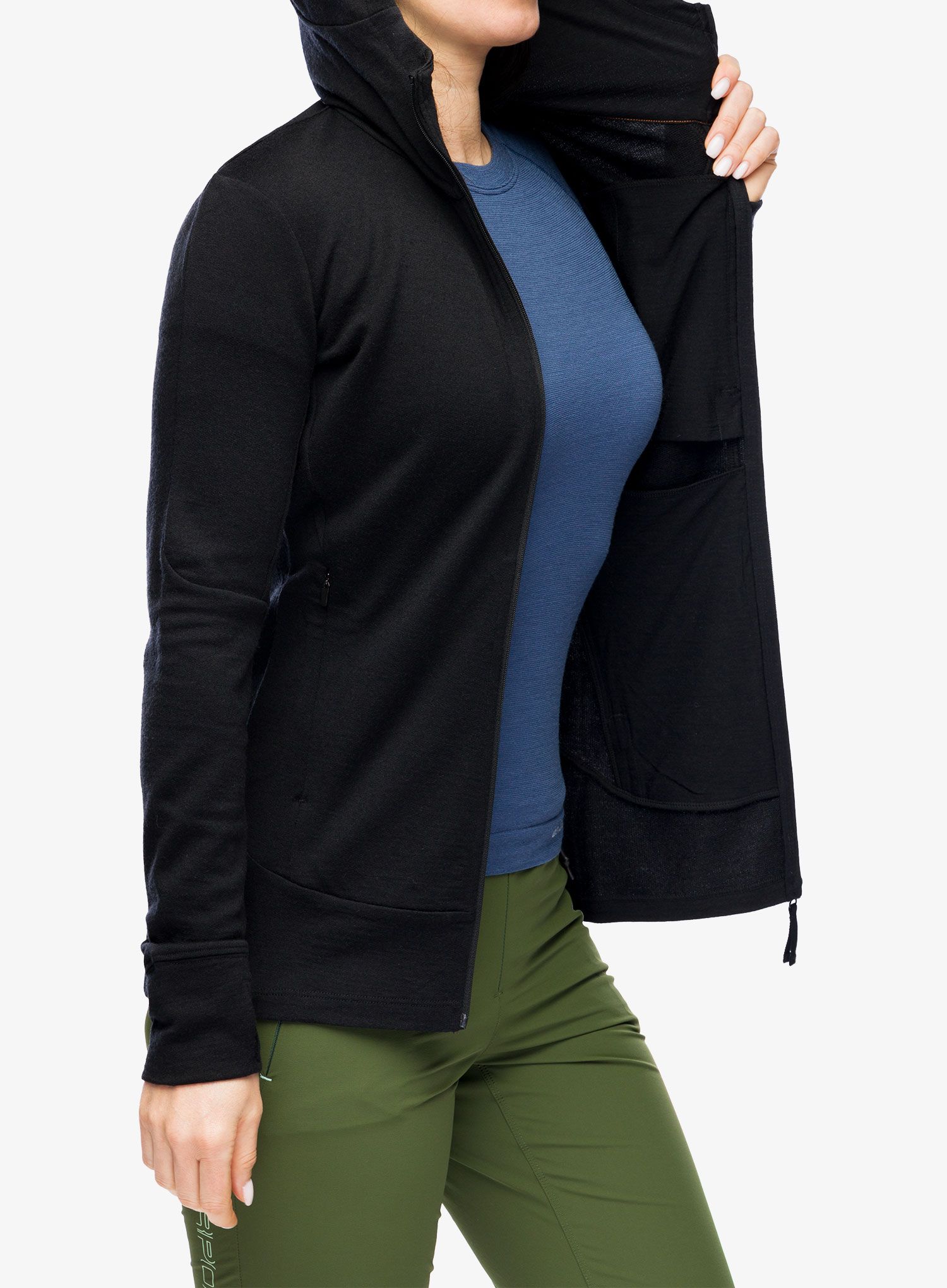 Dámská mikina Icebreaker Merino 260 Quantum IV LS Zip Hoodie - black