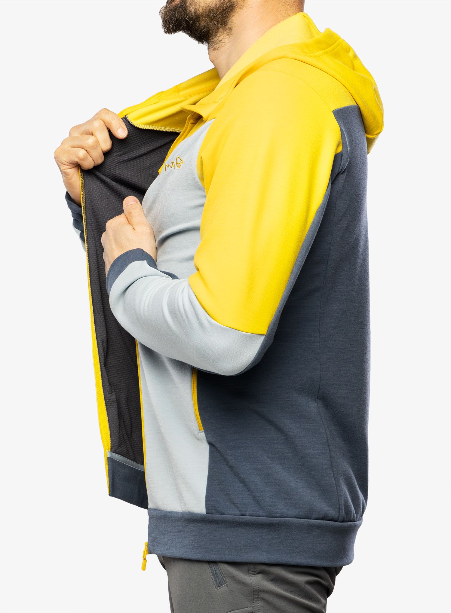 Pánská mikina Norrona Falketind Warmwool2 Stretch Zip Hood - sulphur/blue fog