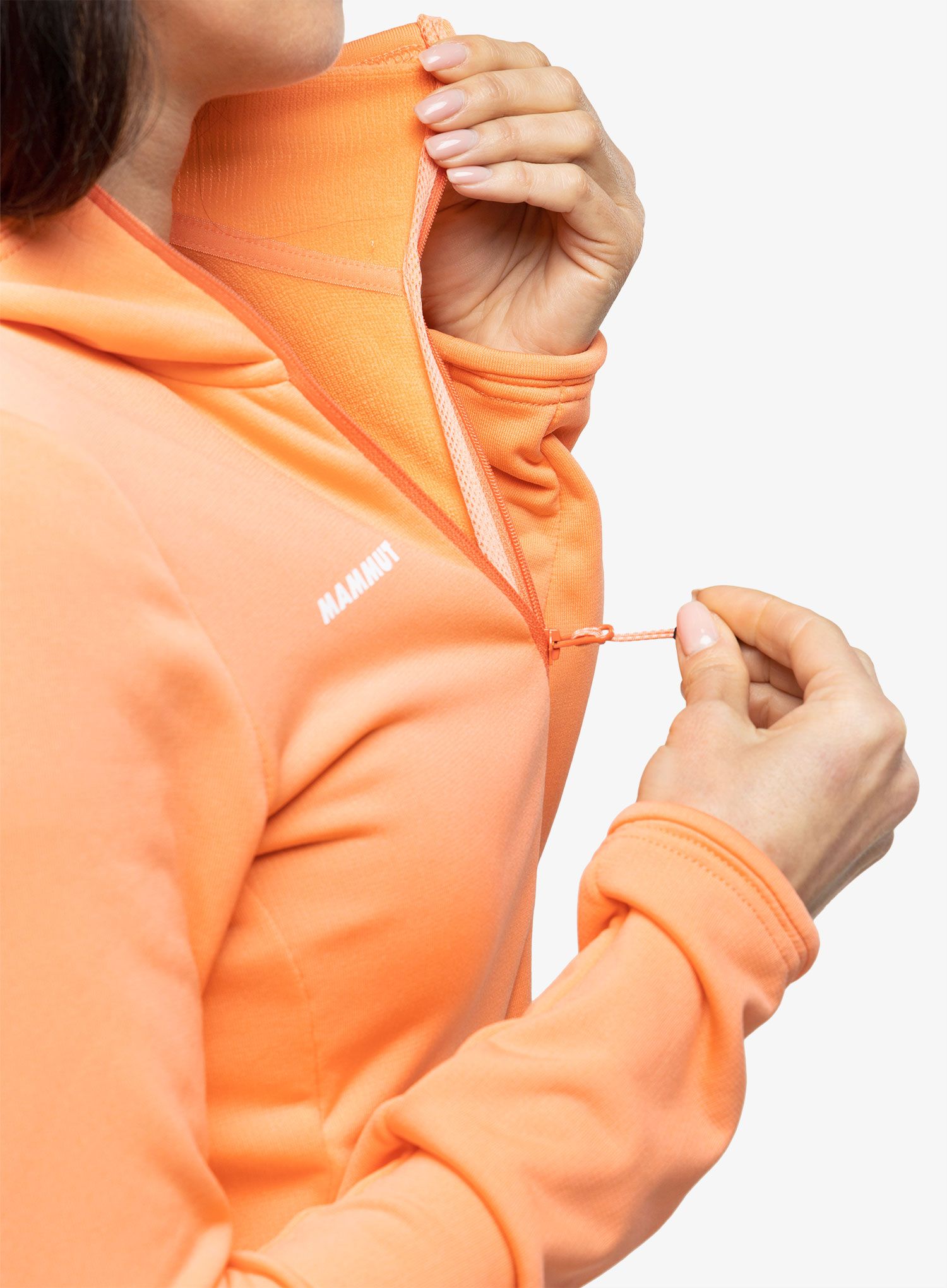 Fleece mikina dámská Mammut Aconcagua Light ML Hooded Jacket - salmon