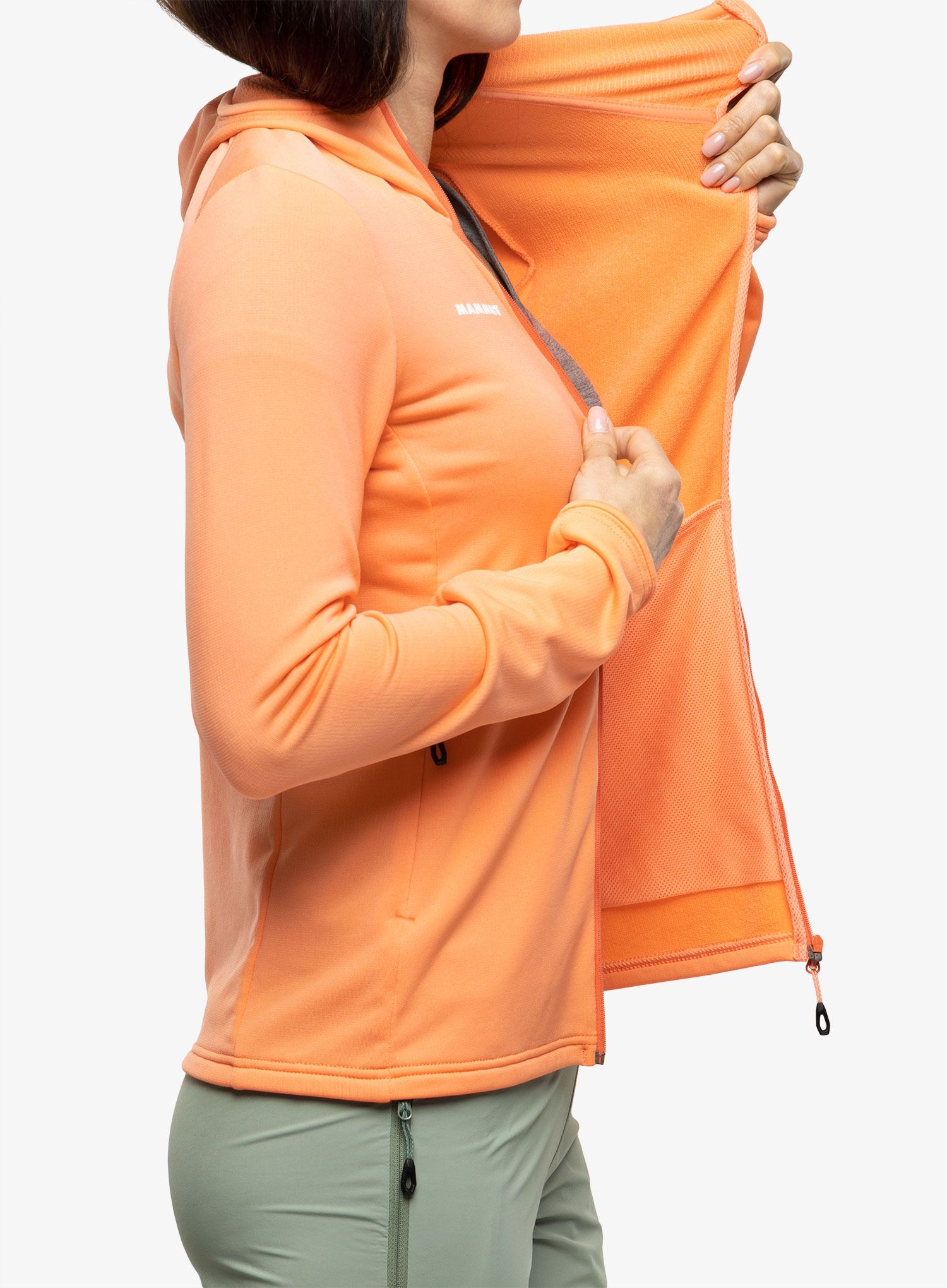 Fleece mikina dámská Mammut Aconcagua Light ML Hooded Jacket - salmon