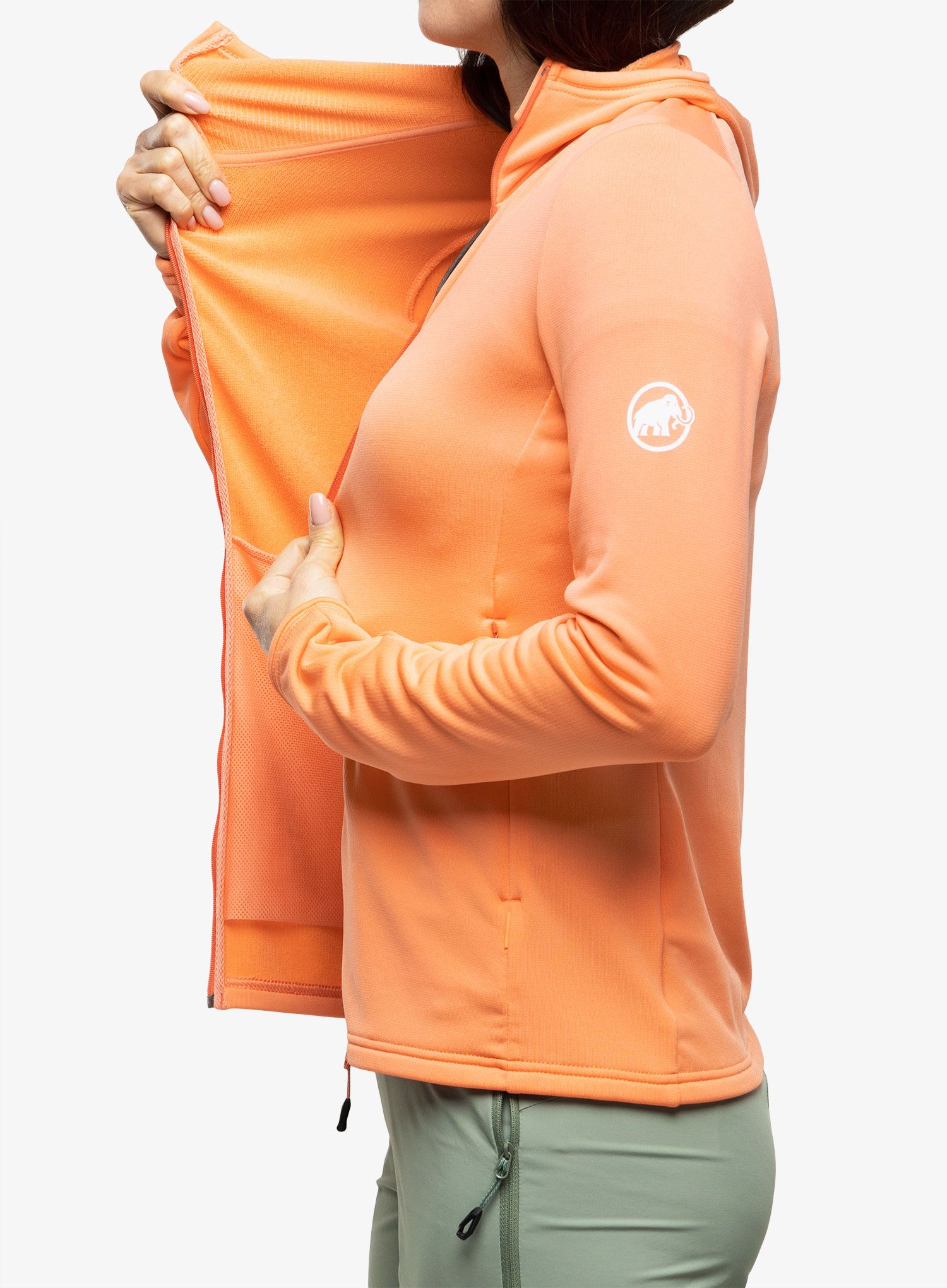 Fleece mikina dámská Mammut Aconcagua Light ML Hooded Jacket - salmon