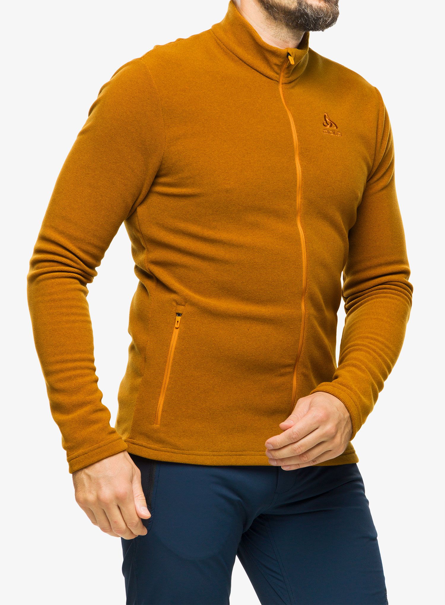 Fleece mikina pánská Odlo Roy Mid Layer Full Zip - honey ginger/monks robe