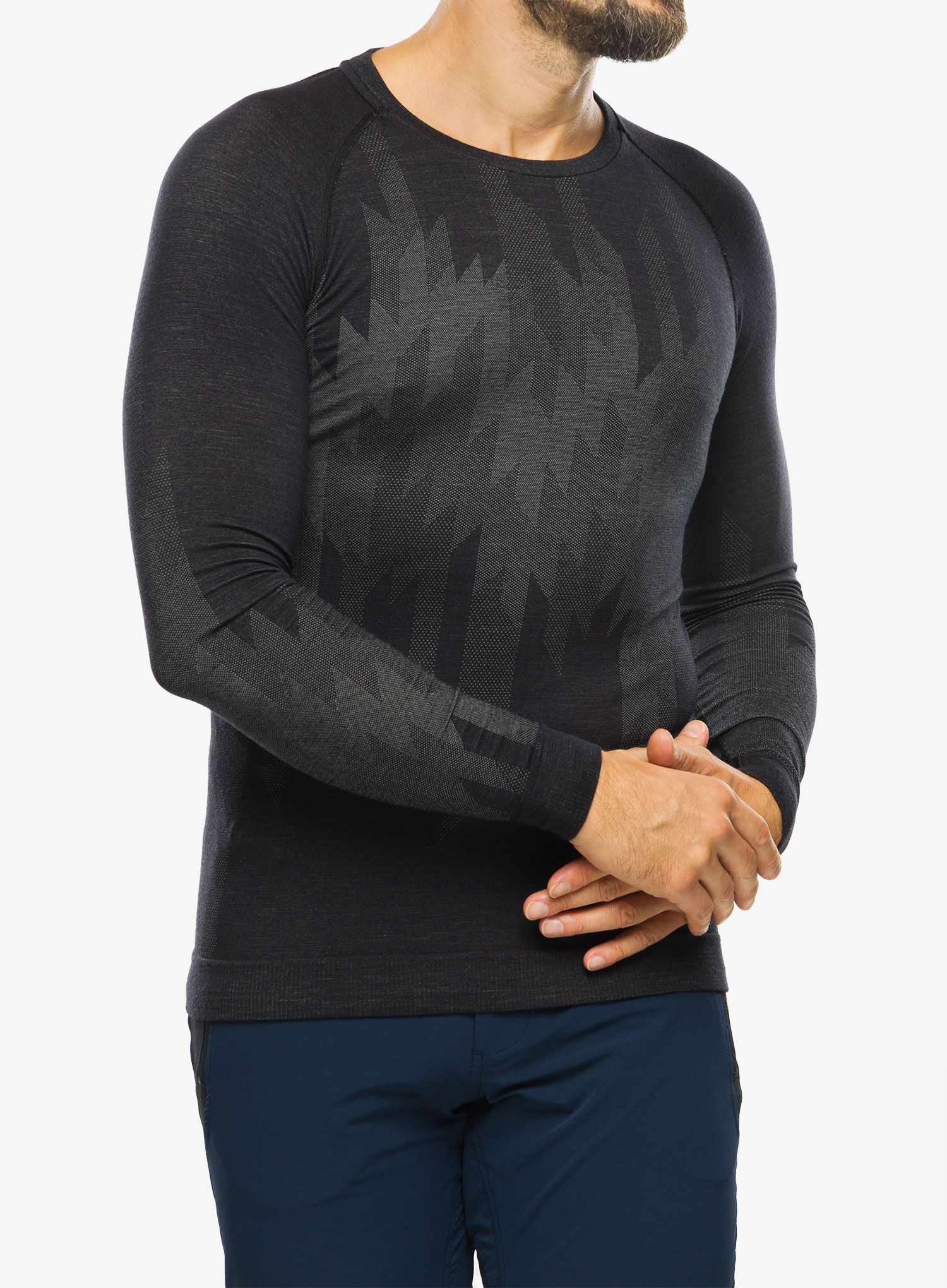 Funkční mikina Odlo Kinship PW 200 BL Top Crew Neck LS - black melange
