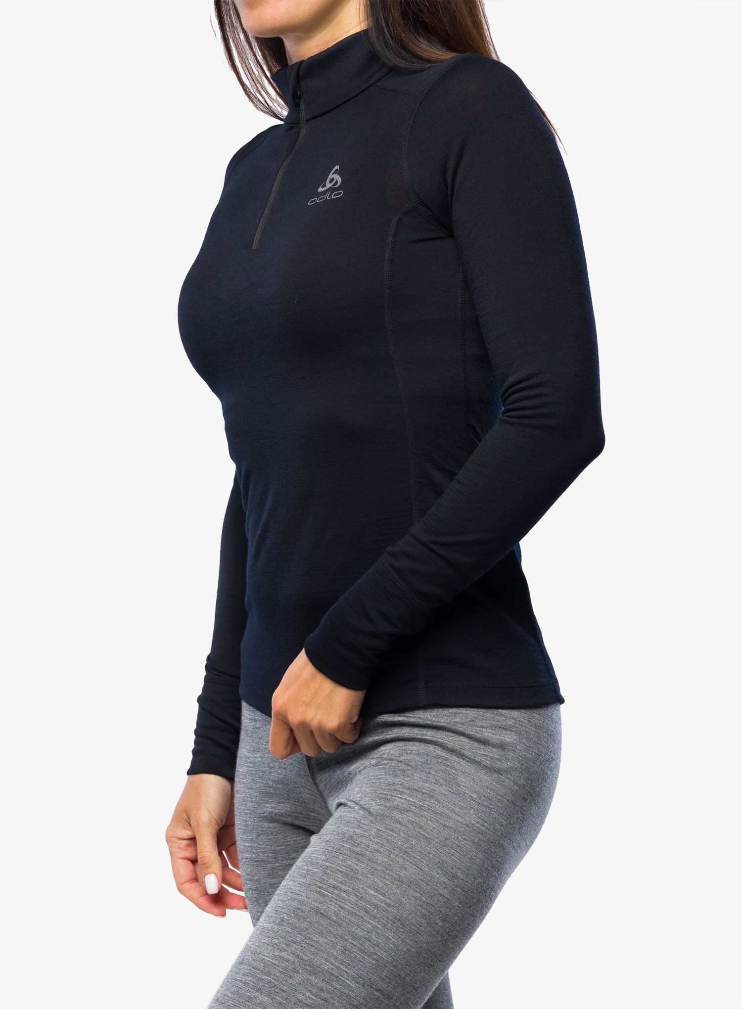 Funkční mikina dámská Odlo Merino 200 BL Top Turtle Neck LS Half Zip - black