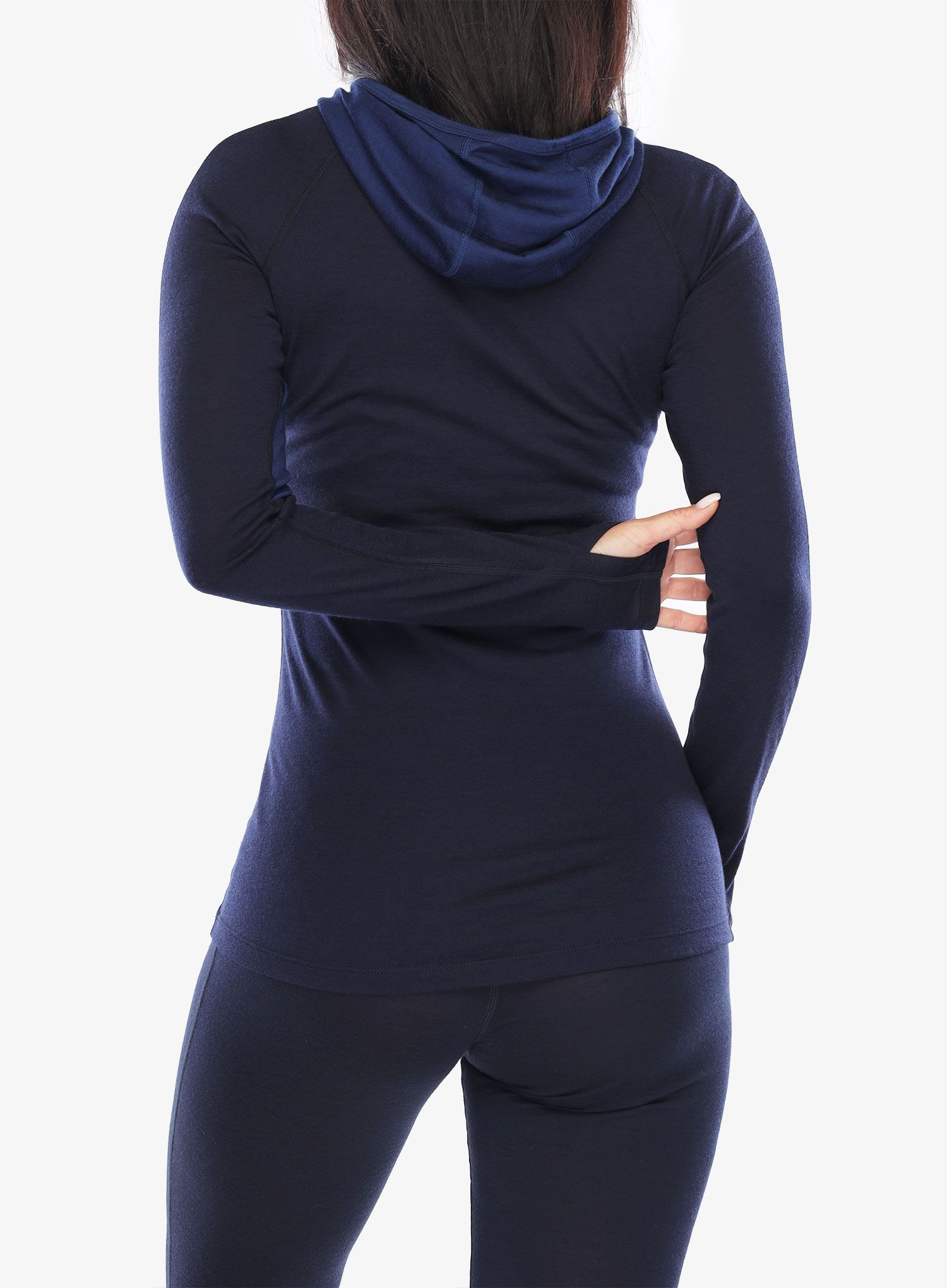Dámská funkční mikina Icebreaker Merino 200 Sonebula LS Half Zip Hood - mid nvy/royal nvy/snow/cb