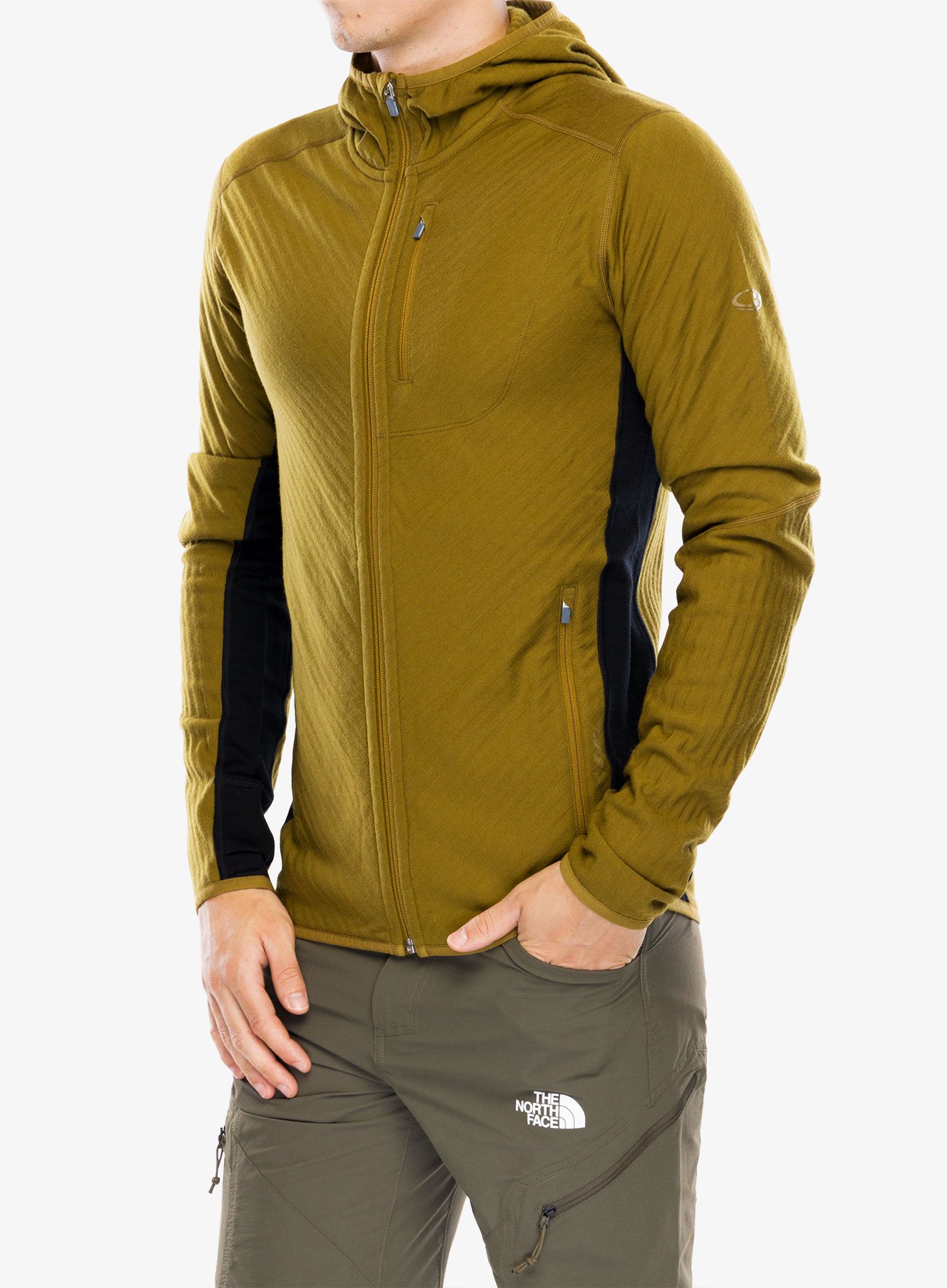 Mikina s kapucí Icebreaker Descender LS Zip Hood - algae/black/cb