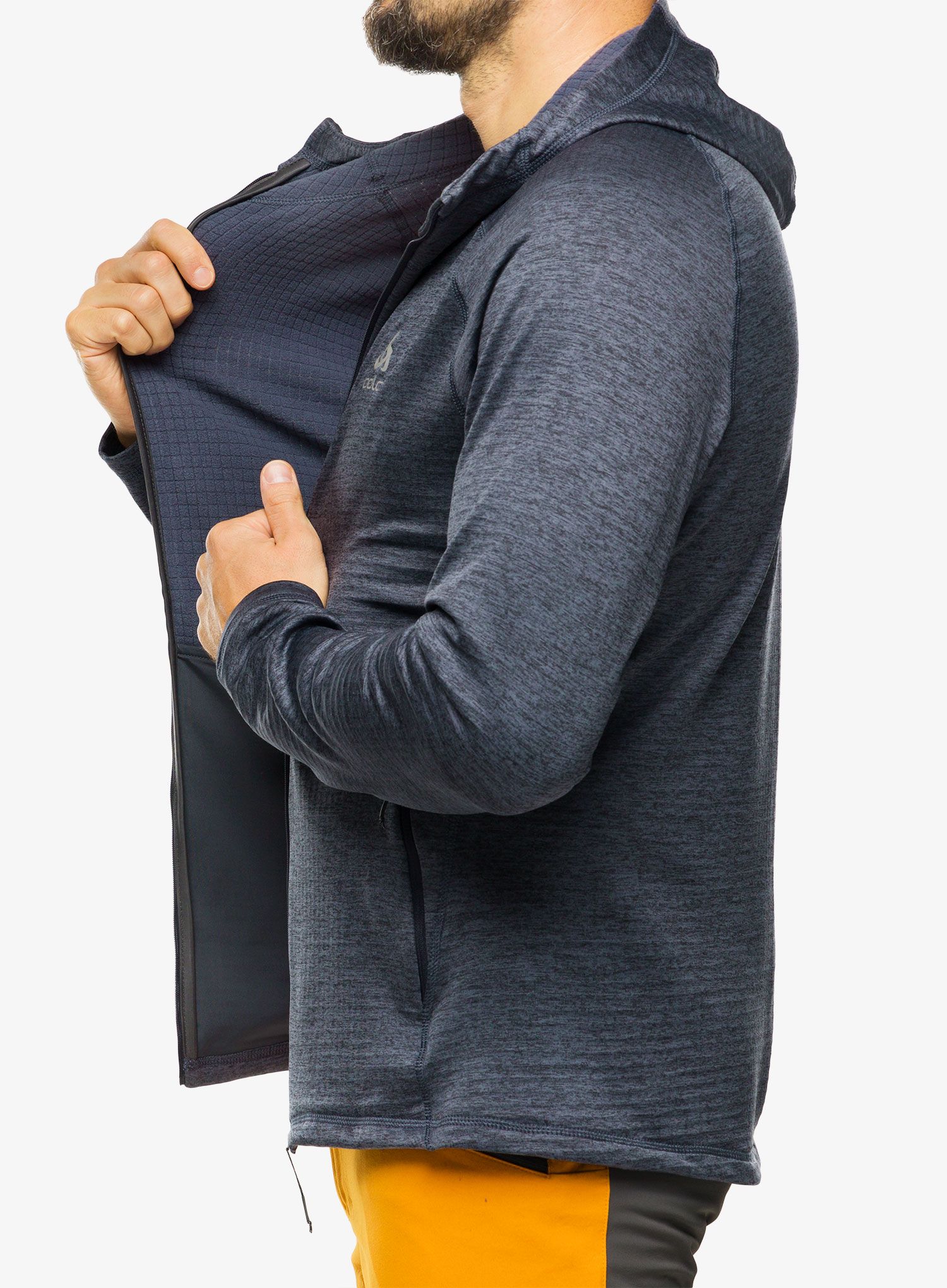 Mikina s kapucí Odlo Tencia Mid Layer Hoody Full Zip - india ink melange