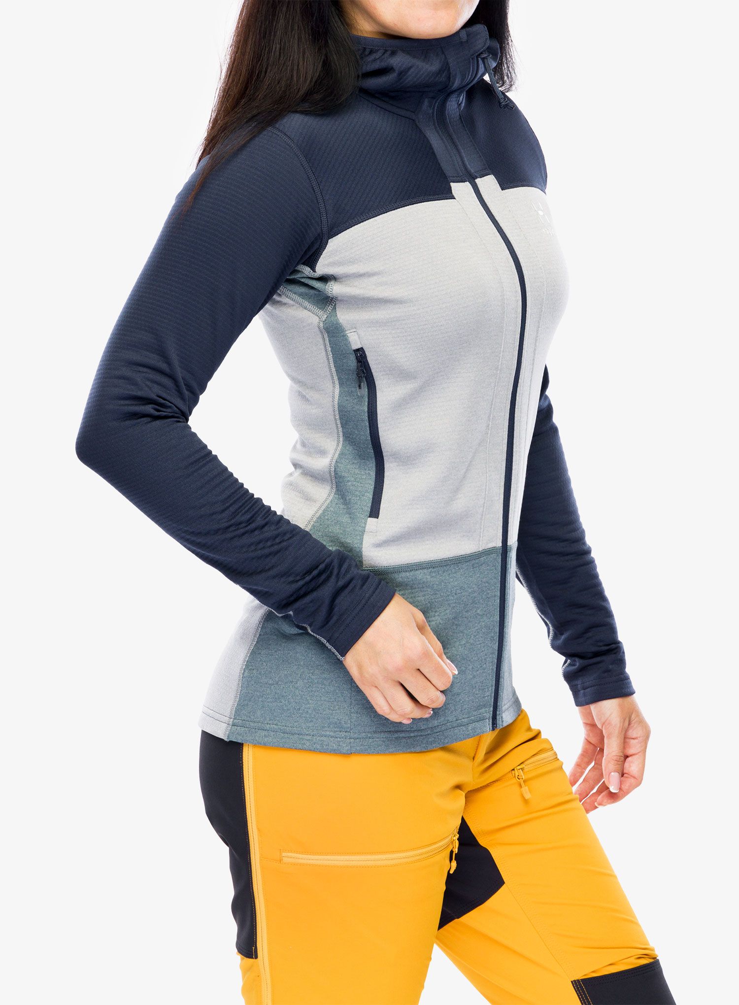 Dámská mikina s kapucí Haglofs ROC Flash Mid Hood - tarn blue/concrete