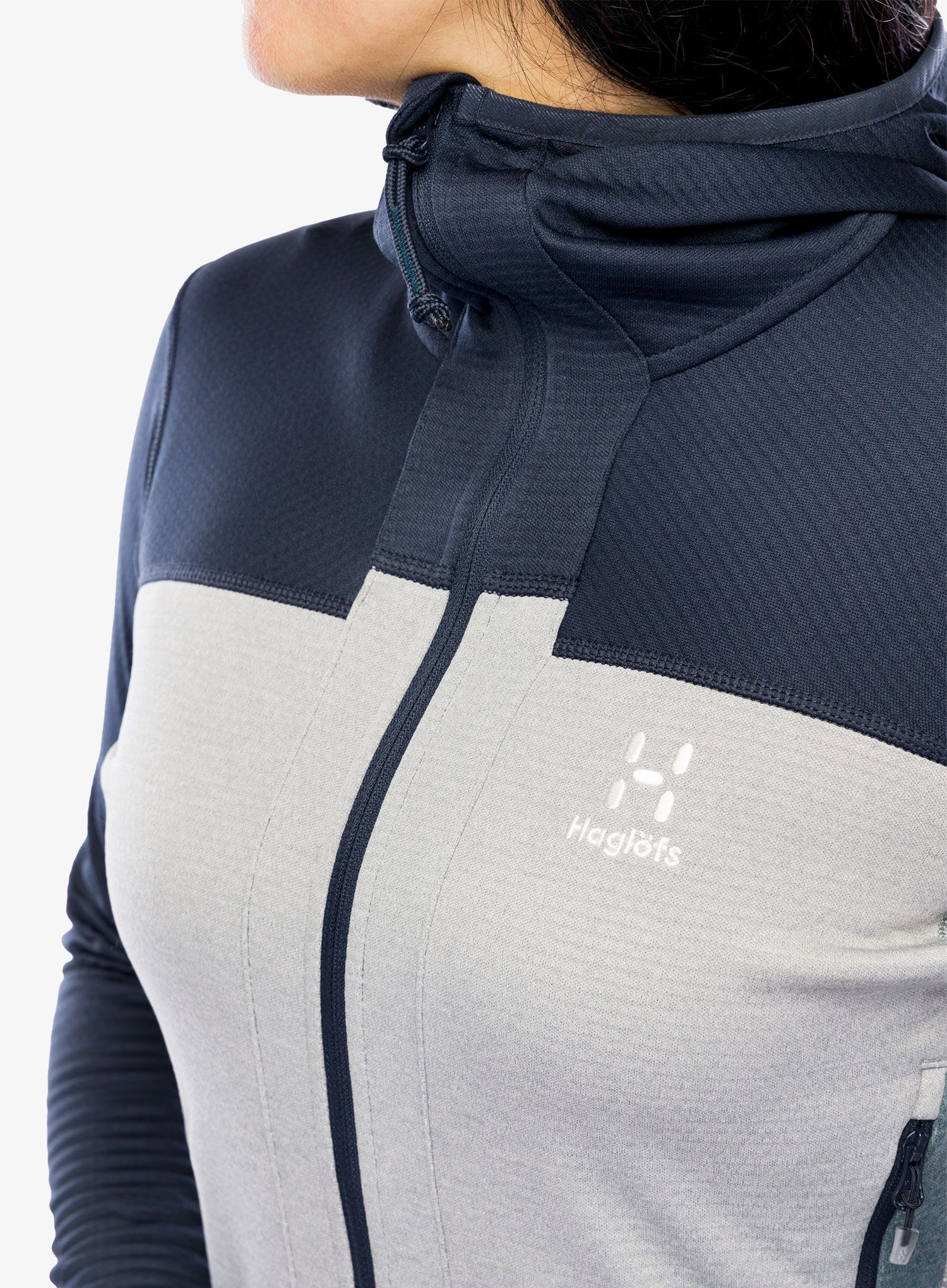 Dámská mikina s kapucí Haglofs ROC Flash Mid Hood - tarn blue/concrete