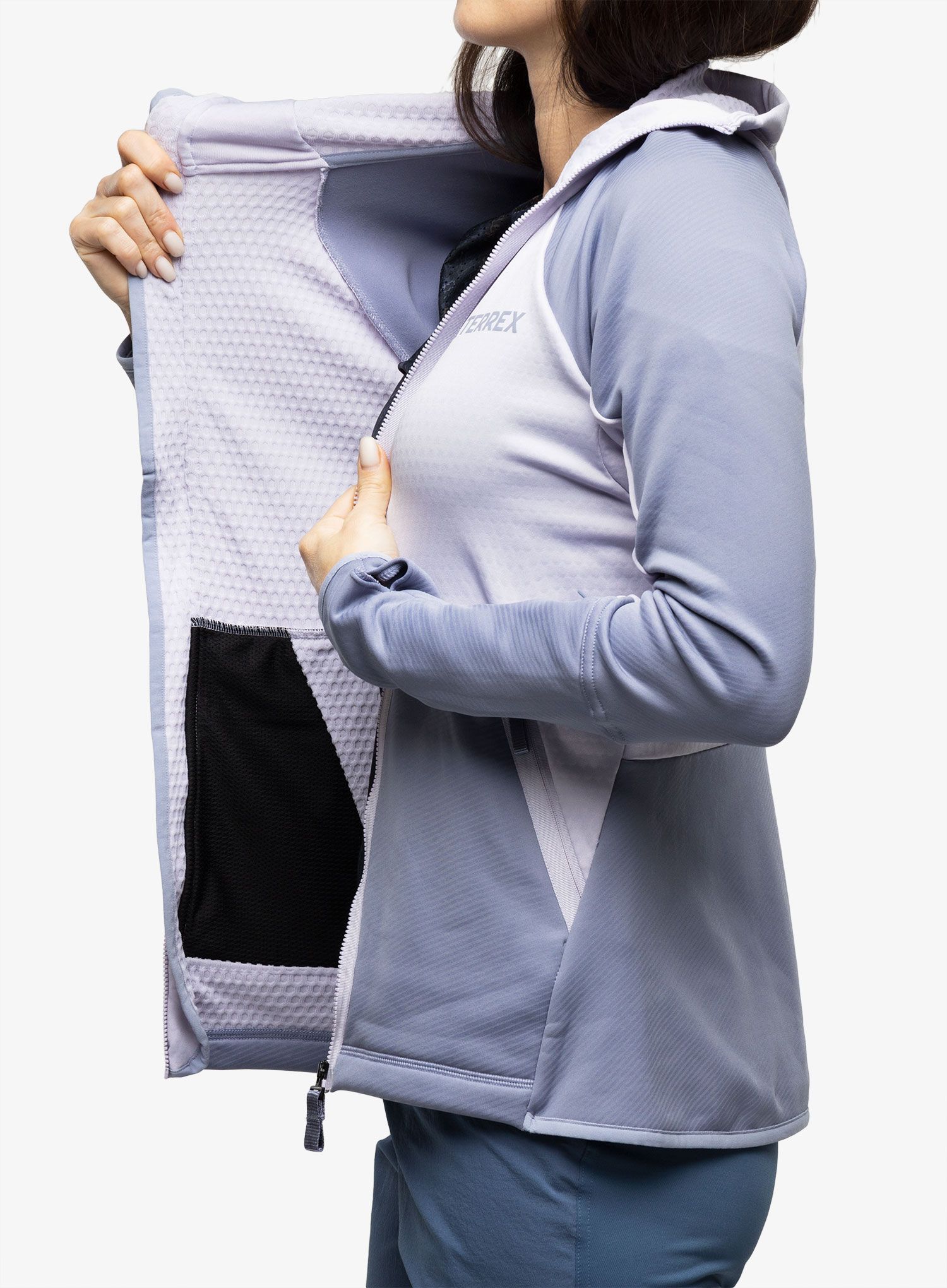 Dámská mikina s kapucí adidas TERREX Tech Flooce Hooded - silver dawn/silver violet